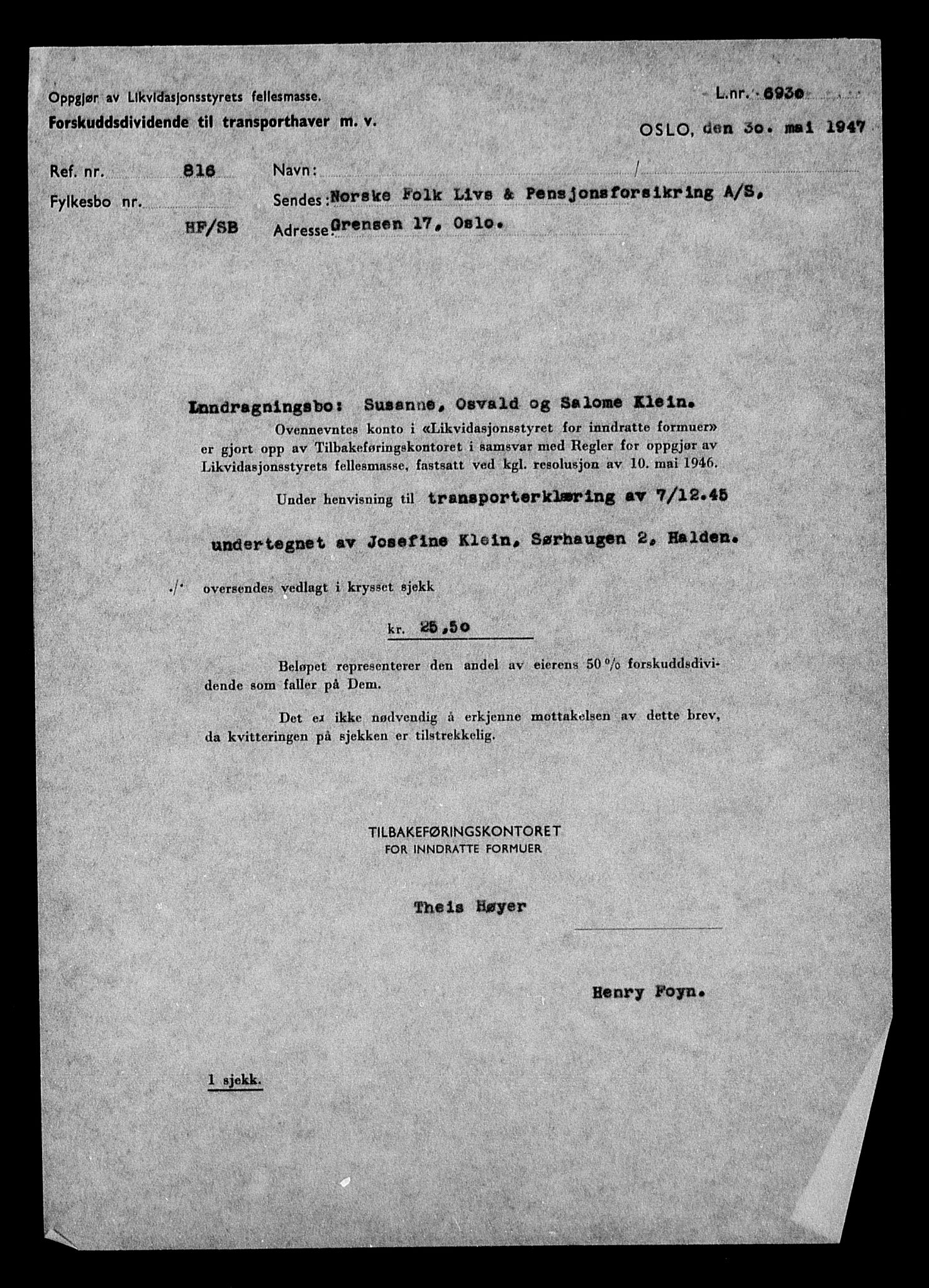 Justisdepartementet, Tilbakeføringskontoret for inndratte formuer, RA/S-1564/H/Hc/Hcd/L1001: --, 1945-1947, s. 544