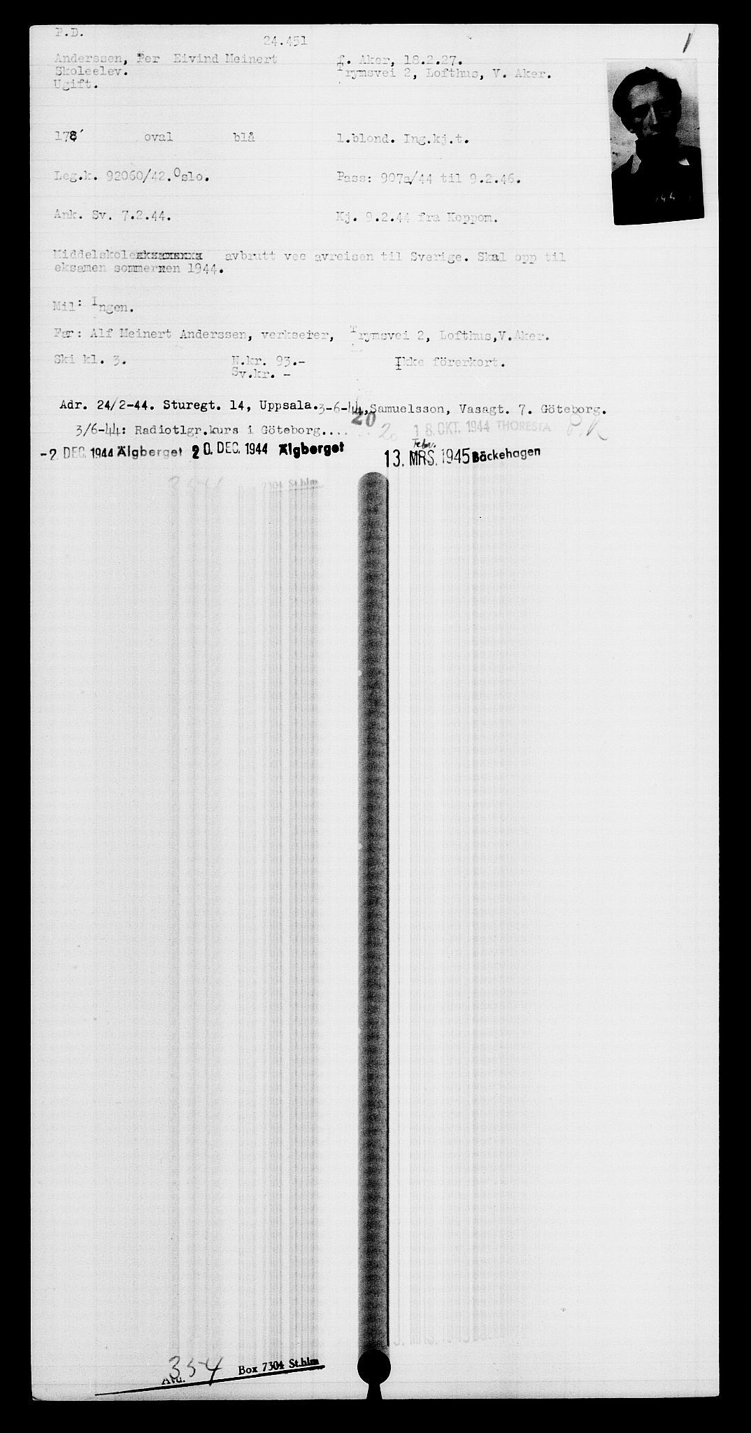 Den Kgl. Norske Legasjons Flyktningskontor, RA/S-6753/V/Va/L0010: Kjesäterkartoteket.  Flyktningenr. 22000-25314, 1940-1945, s. 2591