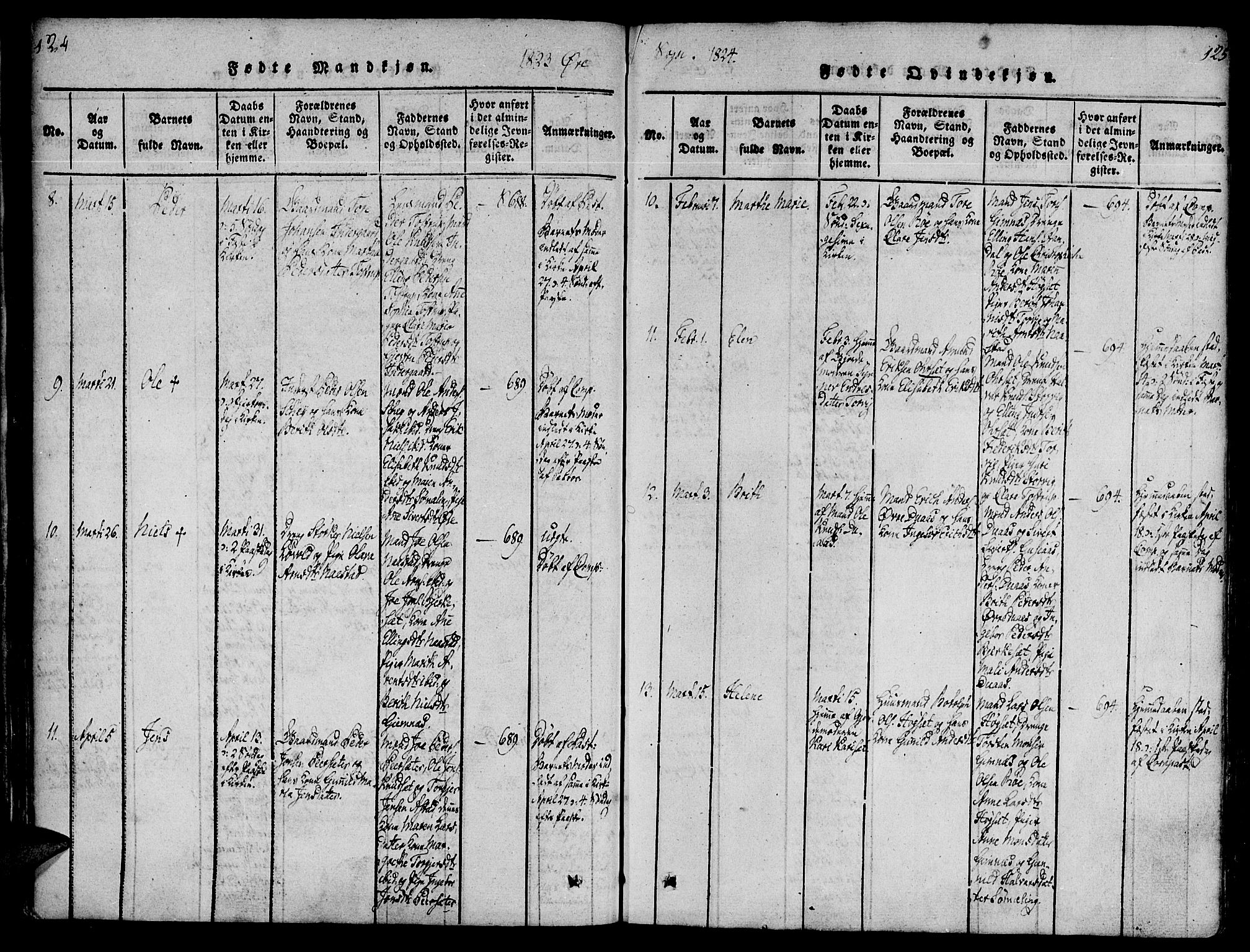 Ministerialprotokoller, klokkerbøker og fødselsregistre - Møre og Romsdal, AV/SAT-A-1454/586/L0982: Ministerialbok nr. 586A08, 1819-1829, s. 124-125