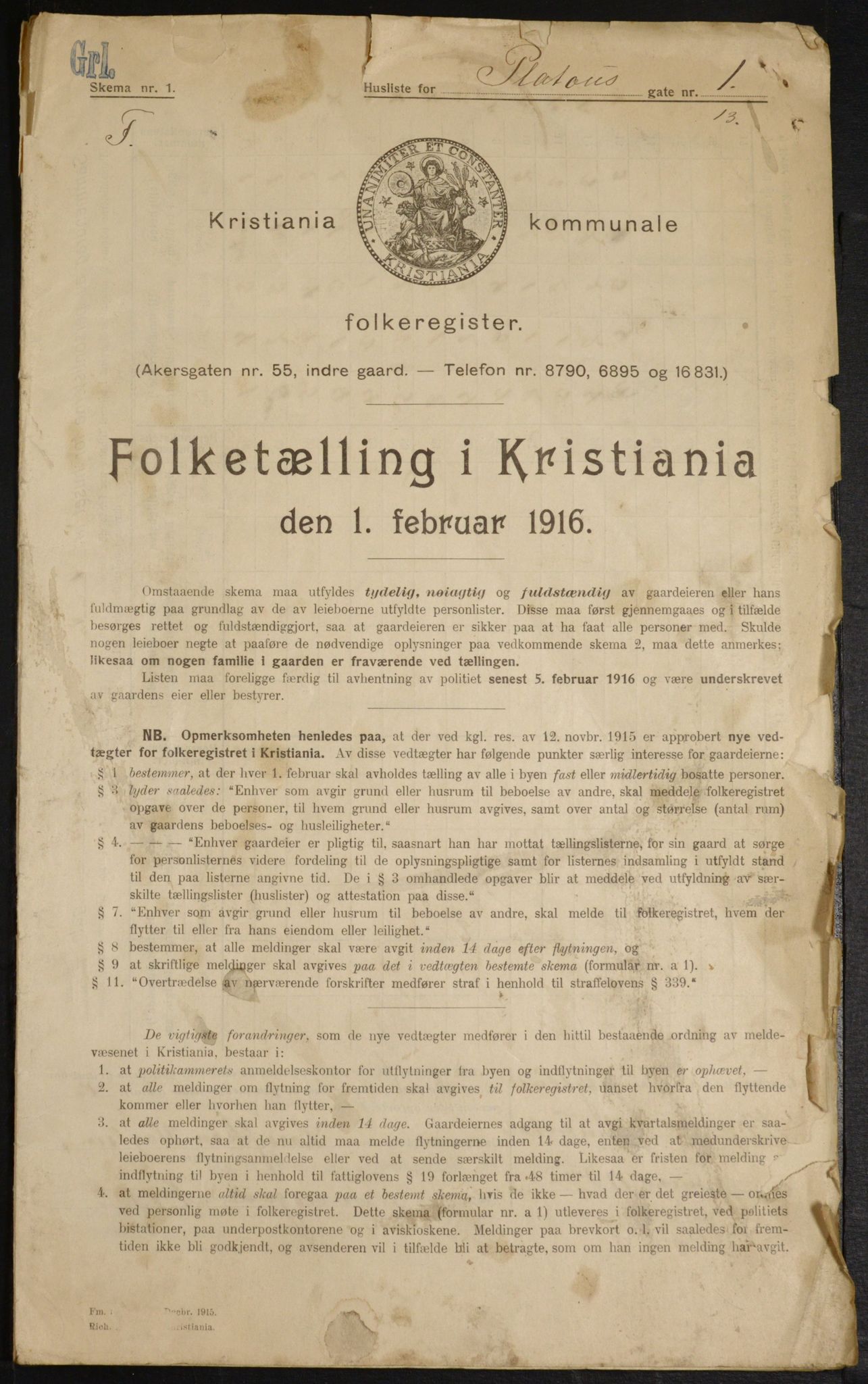 OBA, Kommunal folketelling 1.2.1916 for Kristiania, 1916, s. 82106