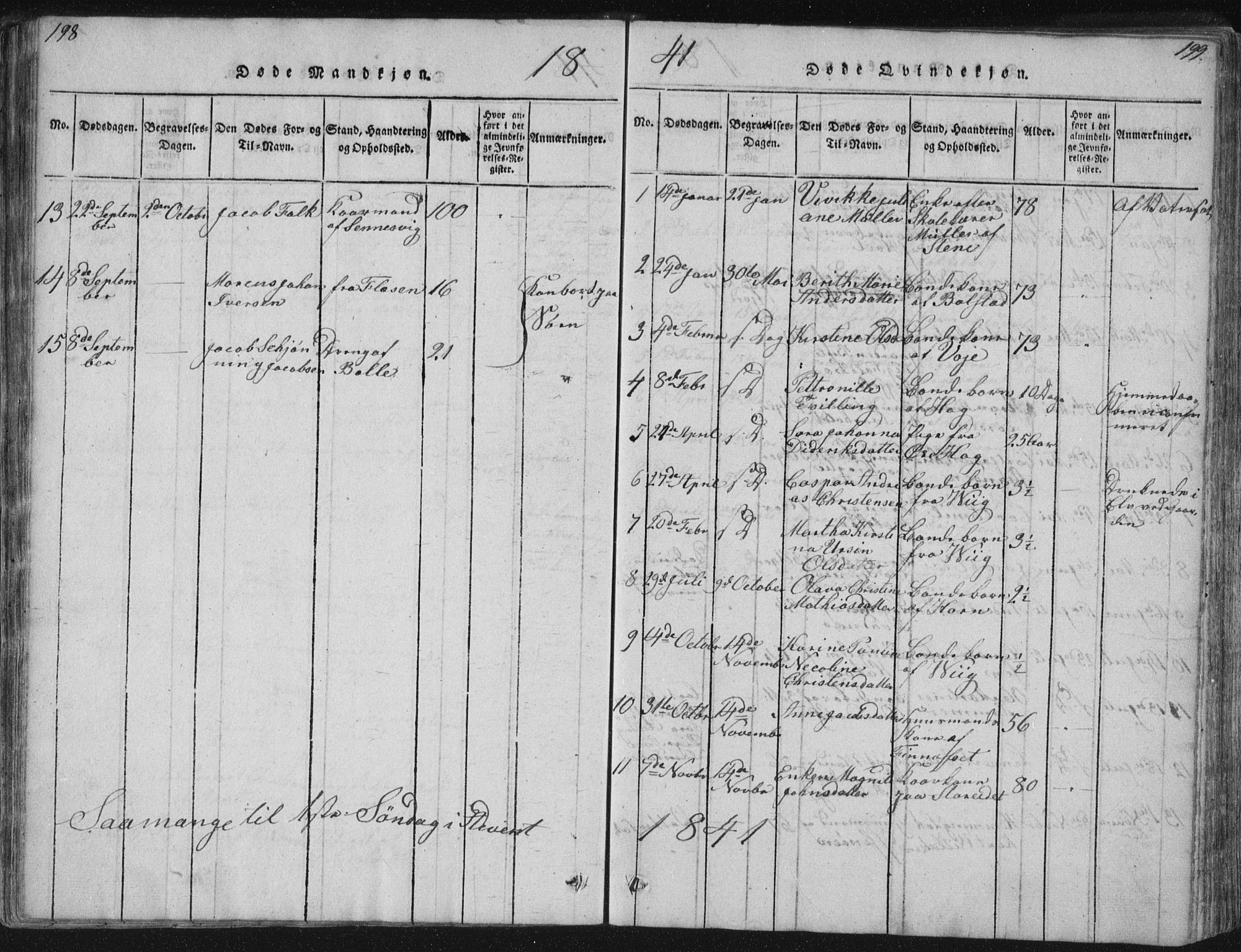 Ministerialprotokoller, klokkerbøker og fødselsregistre - Nordland, AV/SAT-A-1459/881/L1164: Klokkerbok nr. 881C01, 1818-1853, s. 198-199