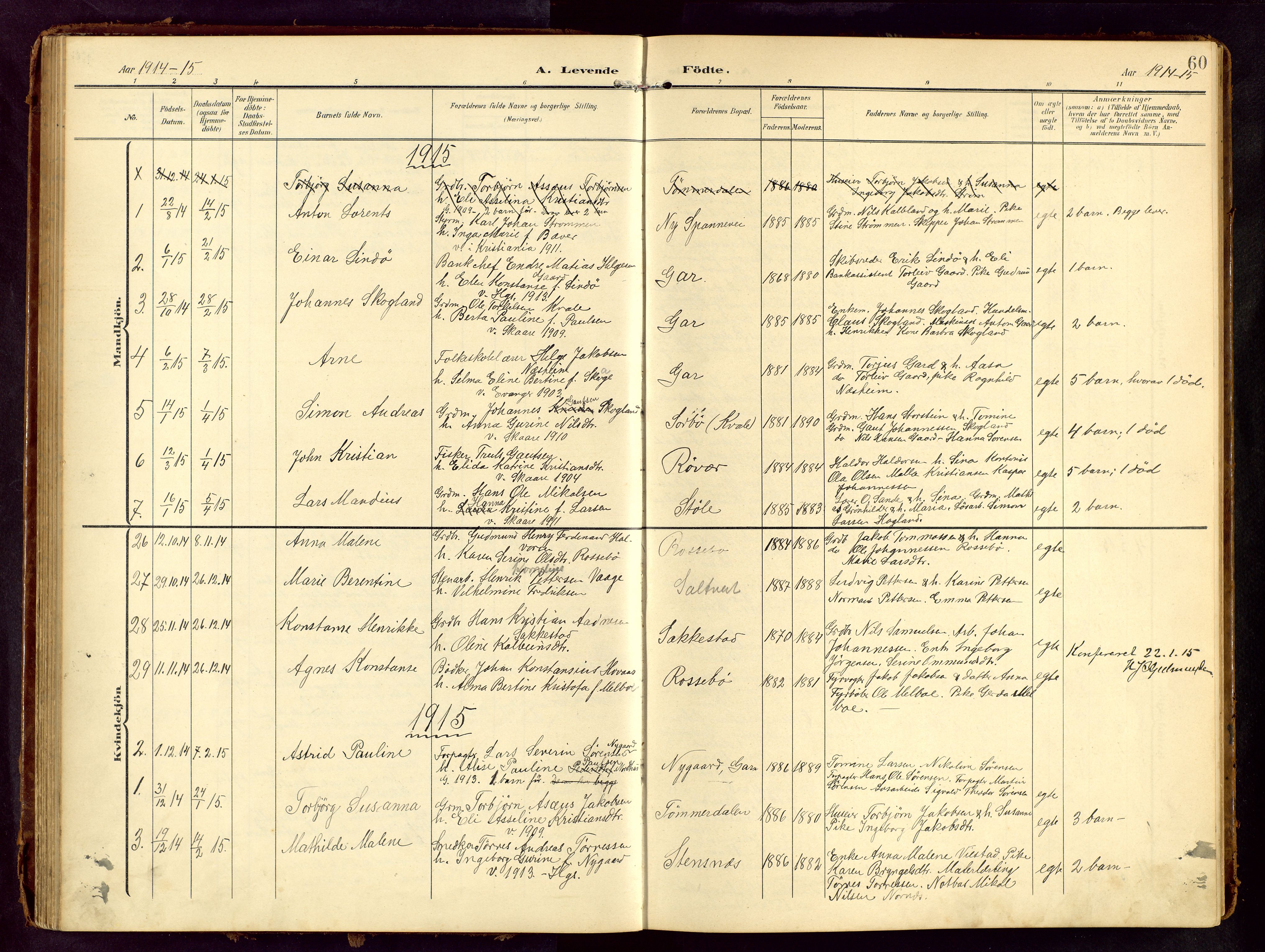 Haugesund sokneprestkontor, AV/SAST-A -101863/H/Ha/Hab/L0006: Klokkerbok nr. B 6, 1906-1944, s. 60