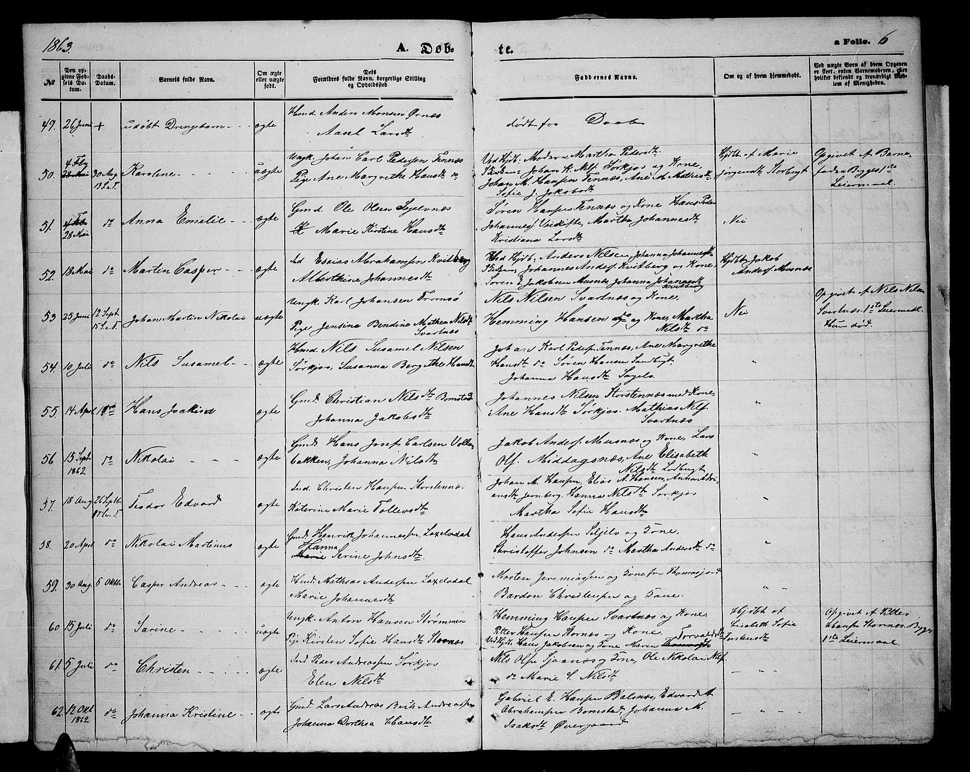 Balsfjord sokneprestembete, AV/SATØ-S-1303/G/Ga/L0006klokker: Klokkerbok nr. 6, 1863-1878, s. 6