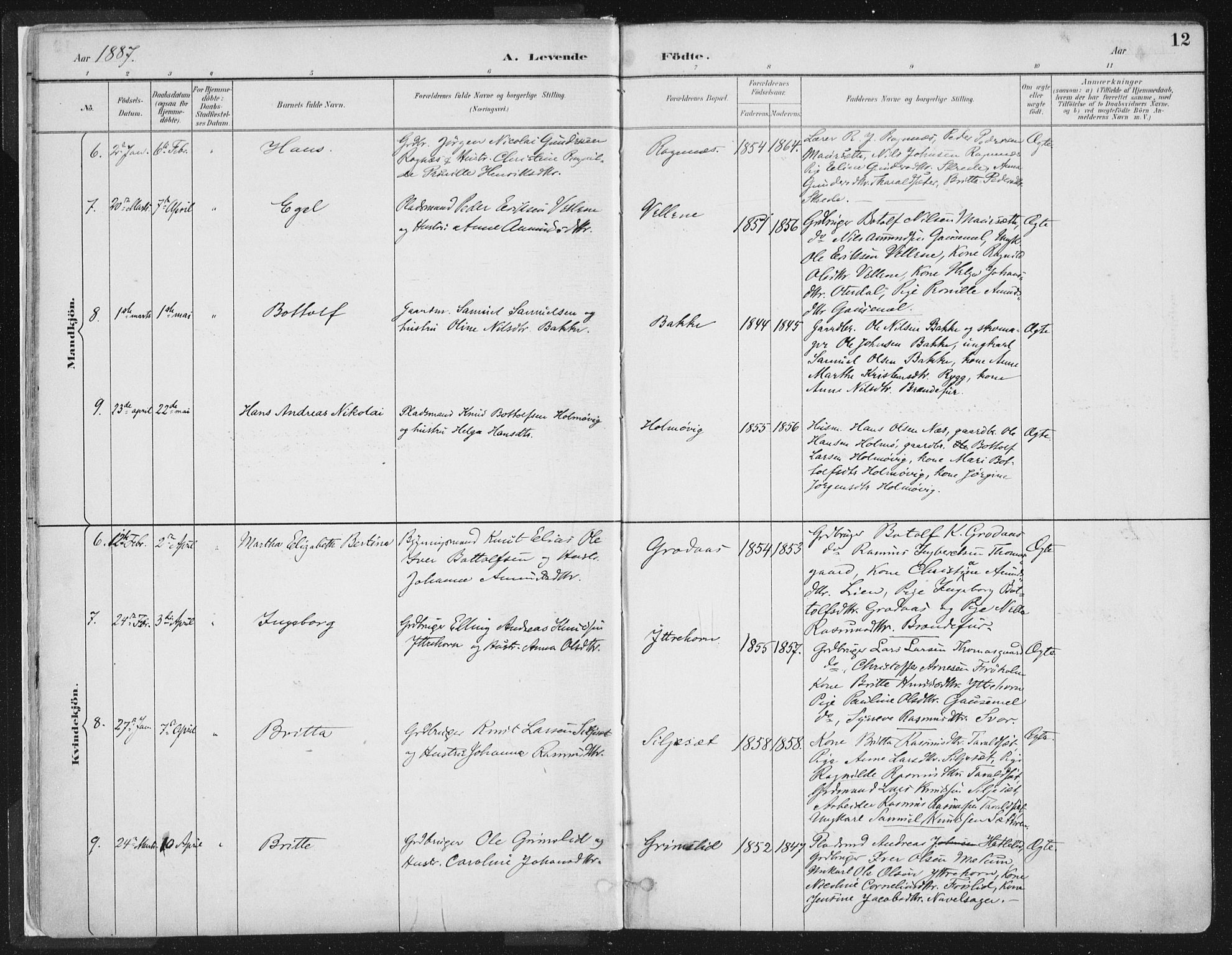 Hornindal sokneprestembete, AV/SAB-A-82401/H/Haa/Haaa/L0003/0001: Ministerialbok nr. A 3A, 1887-1917, s. 12