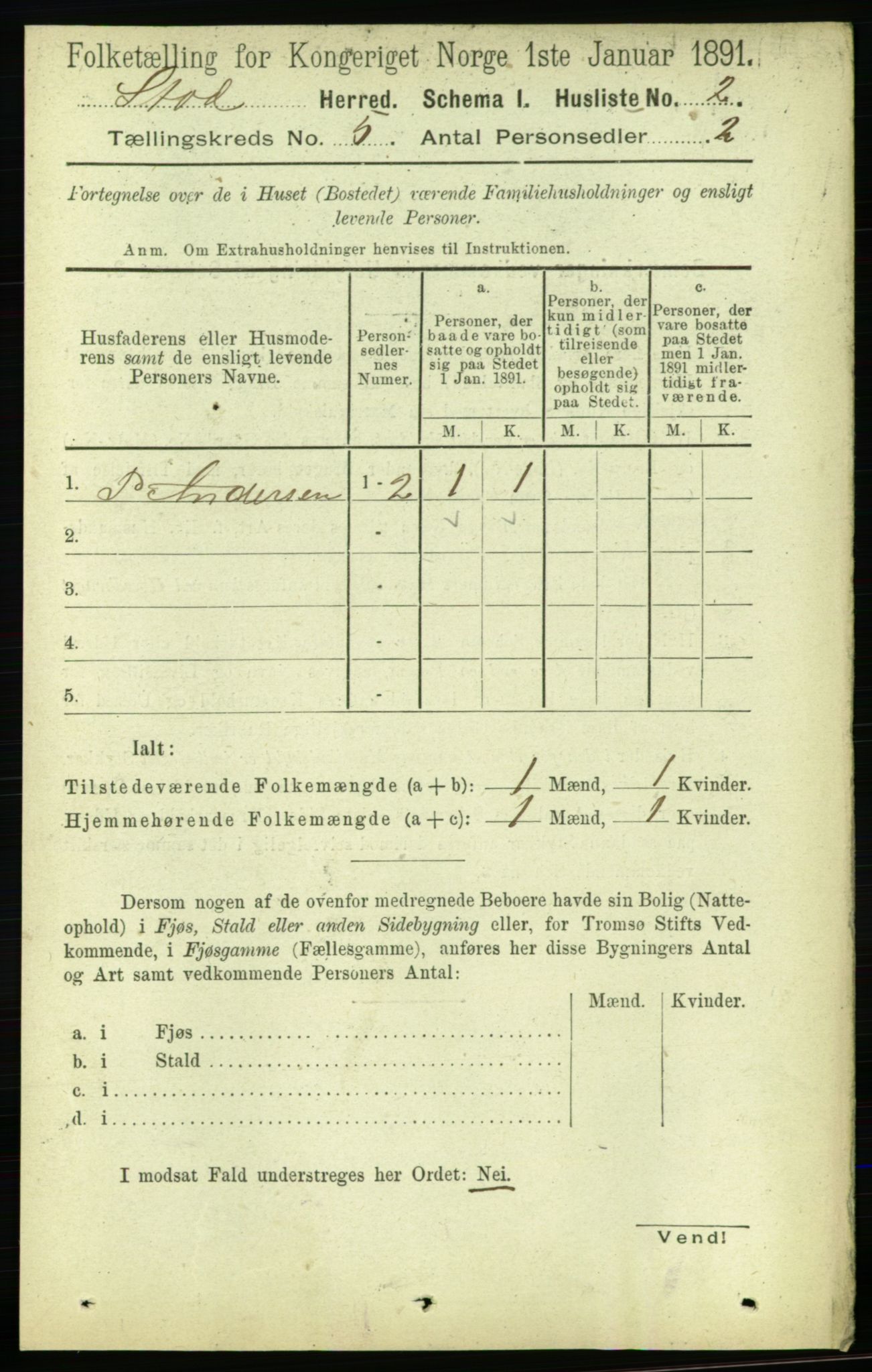 RA, Folketelling 1891 for 1734 Stod herred, 1891, s. 2284