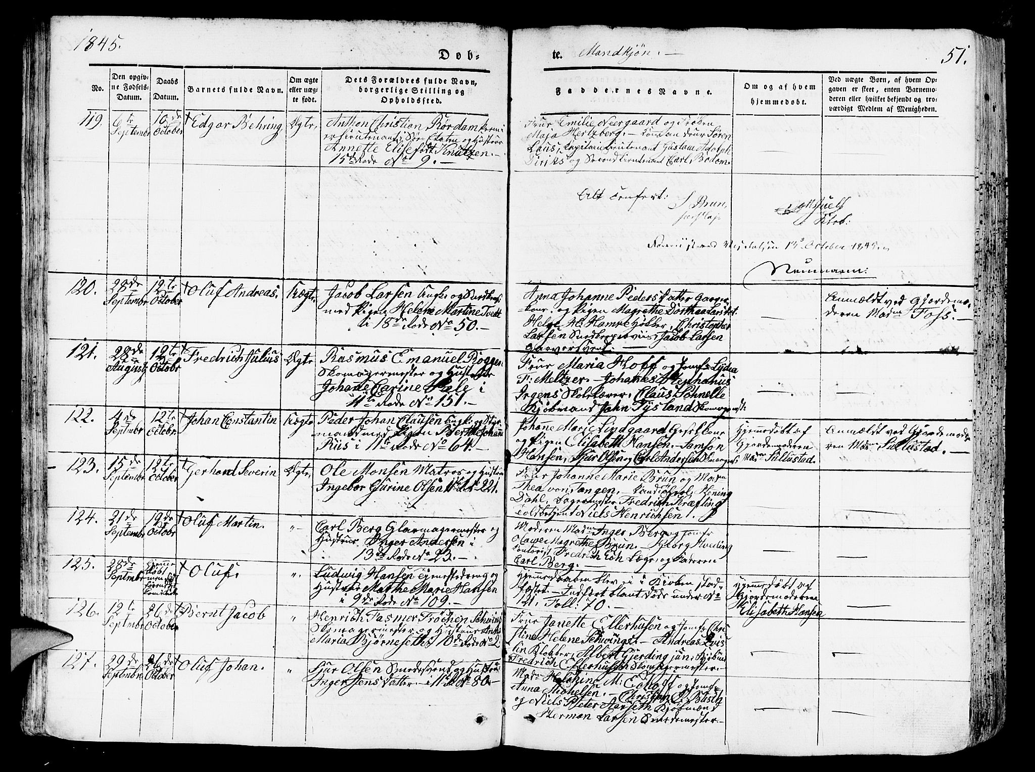 Domkirken sokneprestembete, AV/SAB-A-74801/H/Hab/L0009: Klokkerbok nr. B 2, 1842-1849, s. 51