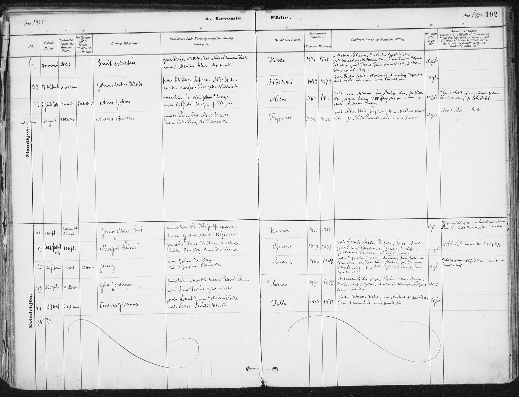 Ministerialprotokoller, klokkerbøker og fødselsregistre - Nordland, AV/SAT-A-1459/838/L0552: Ministerialbok nr. 838A10, 1880-1910, s. 192