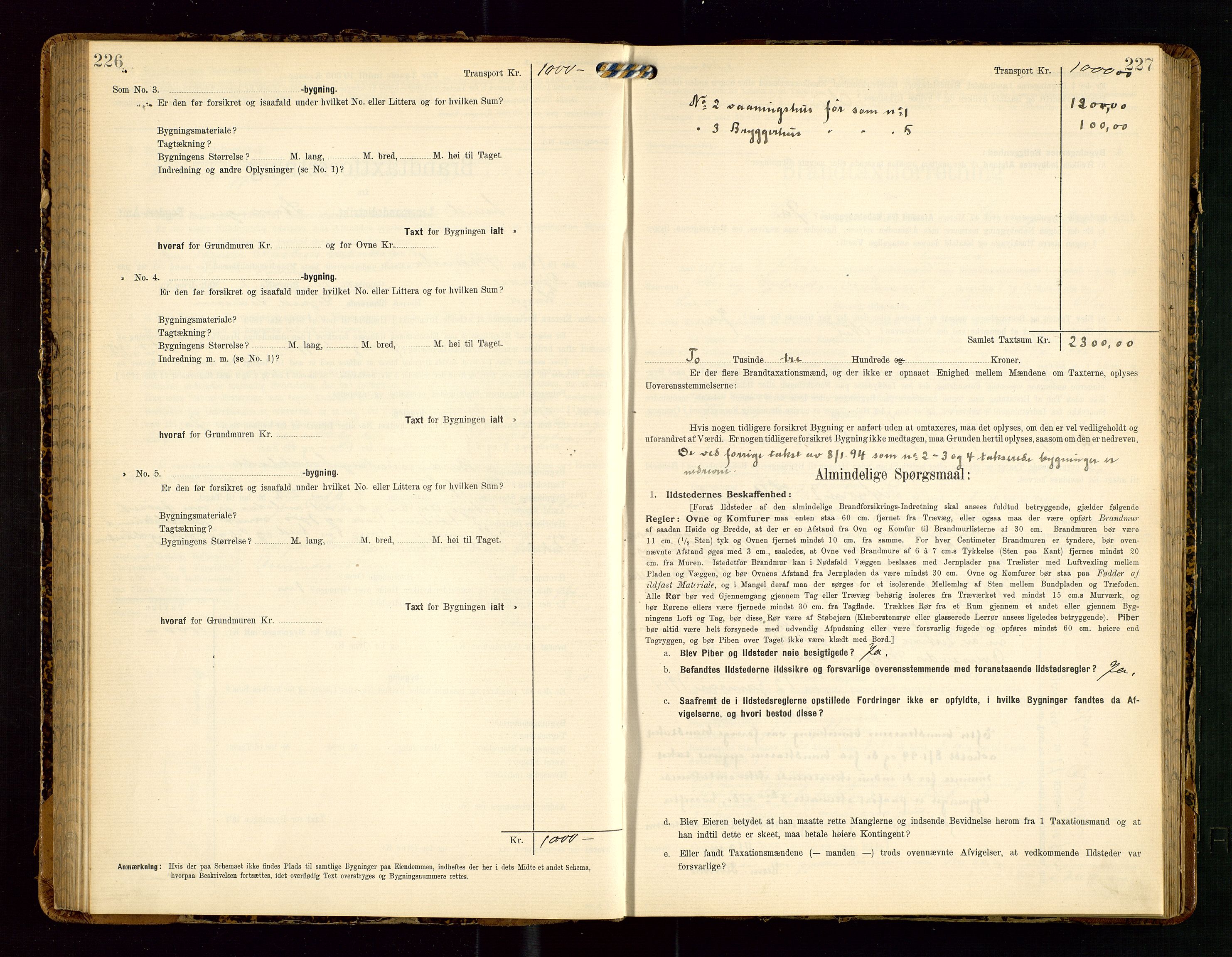 Lund lensmannskontor, AV/SAST-A-100303/Gob/L0002: "Brandtakstprotokol", 1908-1918, s. 226-227