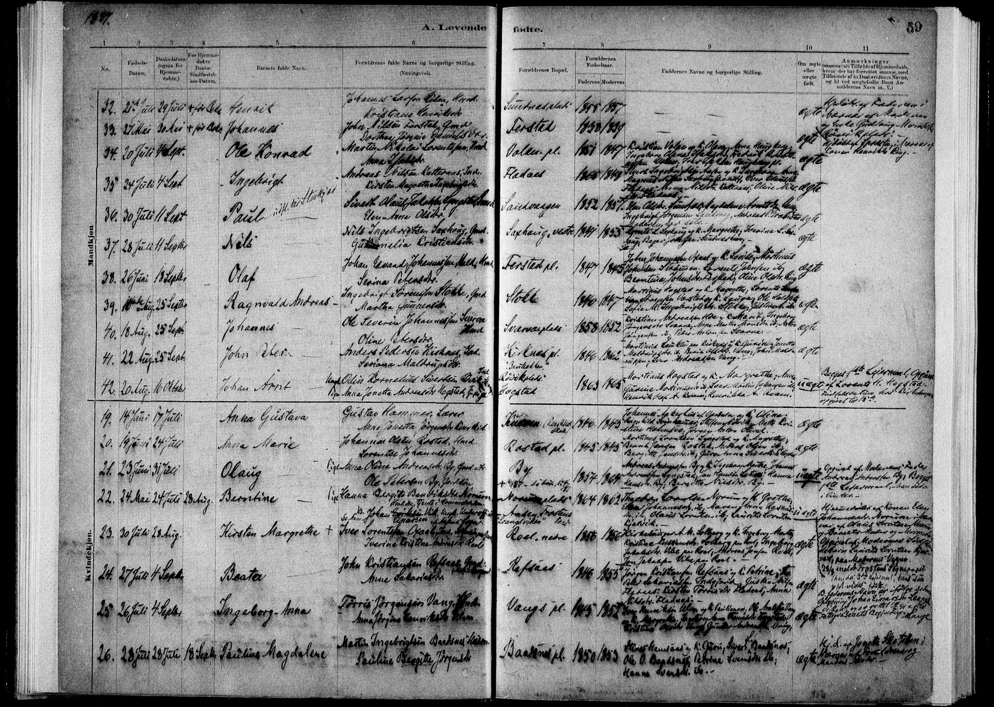 Ministerialprotokoller, klokkerbøker og fødselsregistre - Nord-Trøndelag, SAT/A-1458/730/L0285: Ministerialbok nr. 730A10, 1879-1914, s. 59