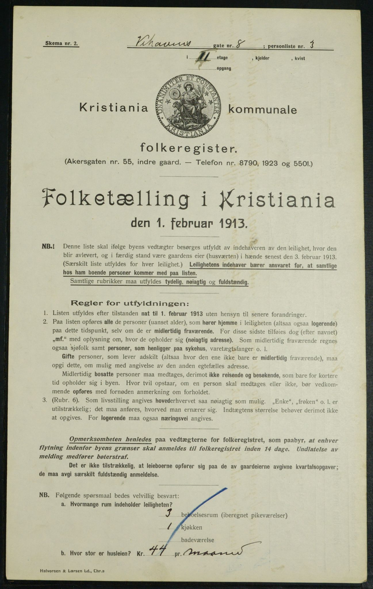 OBA, Kommunal folketelling 1.2.1913 for Kristiania, 1913, s. 127339