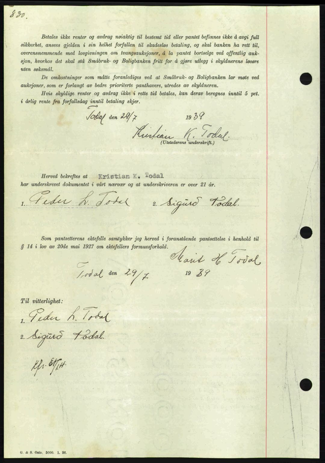 Nordmøre sorenskriveri, AV/SAT-A-4132/1/2/2Ca: Pantebok nr. B85, 1939-1939, Dagboknr: 2217/1939