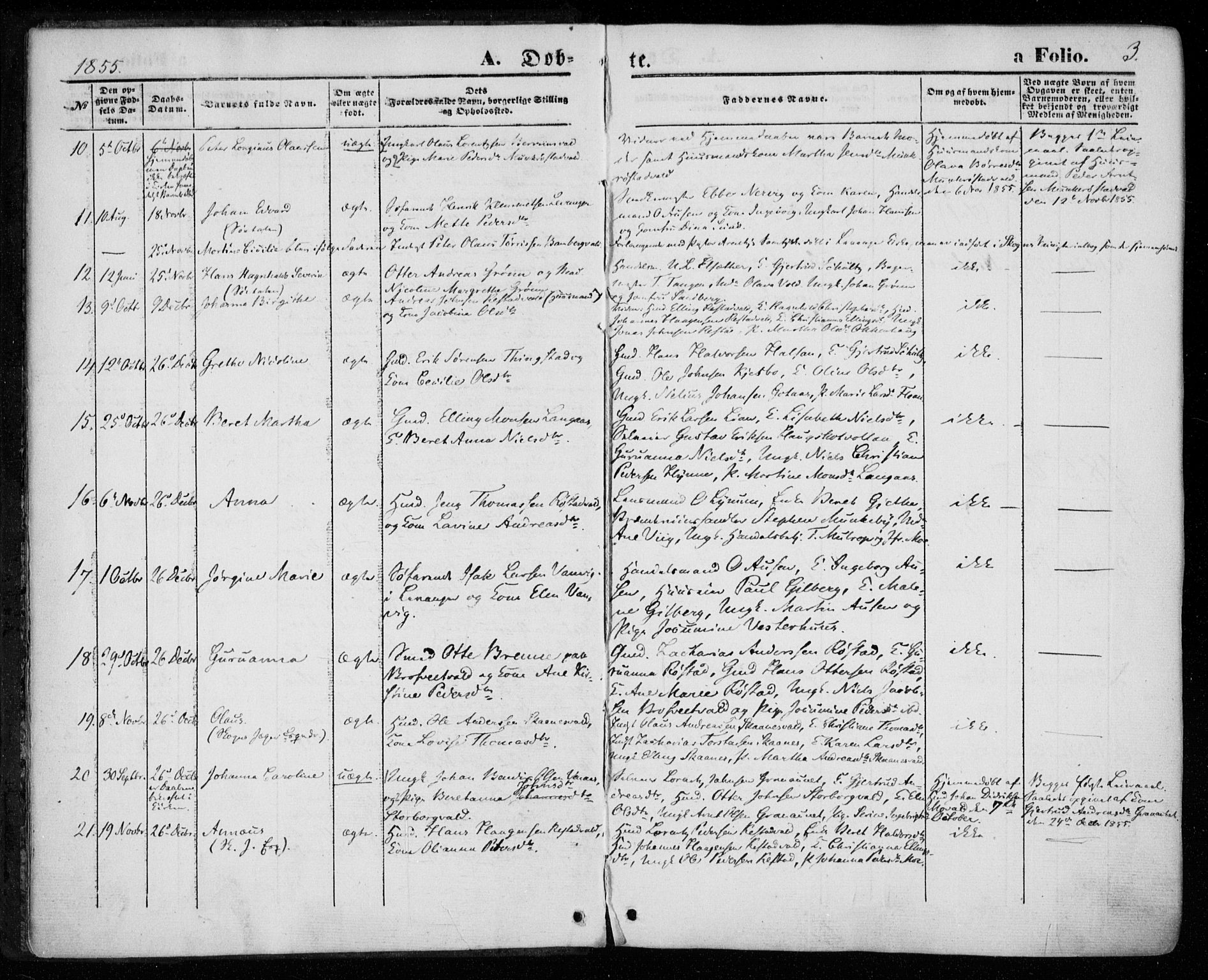 Ministerialprotokoller, klokkerbøker og fødselsregistre - Nord-Trøndelag, AV/SAT-A-1458/720/L0184: Ministerialbok nr. 720A02 /2, 1855-1863, s. 3
