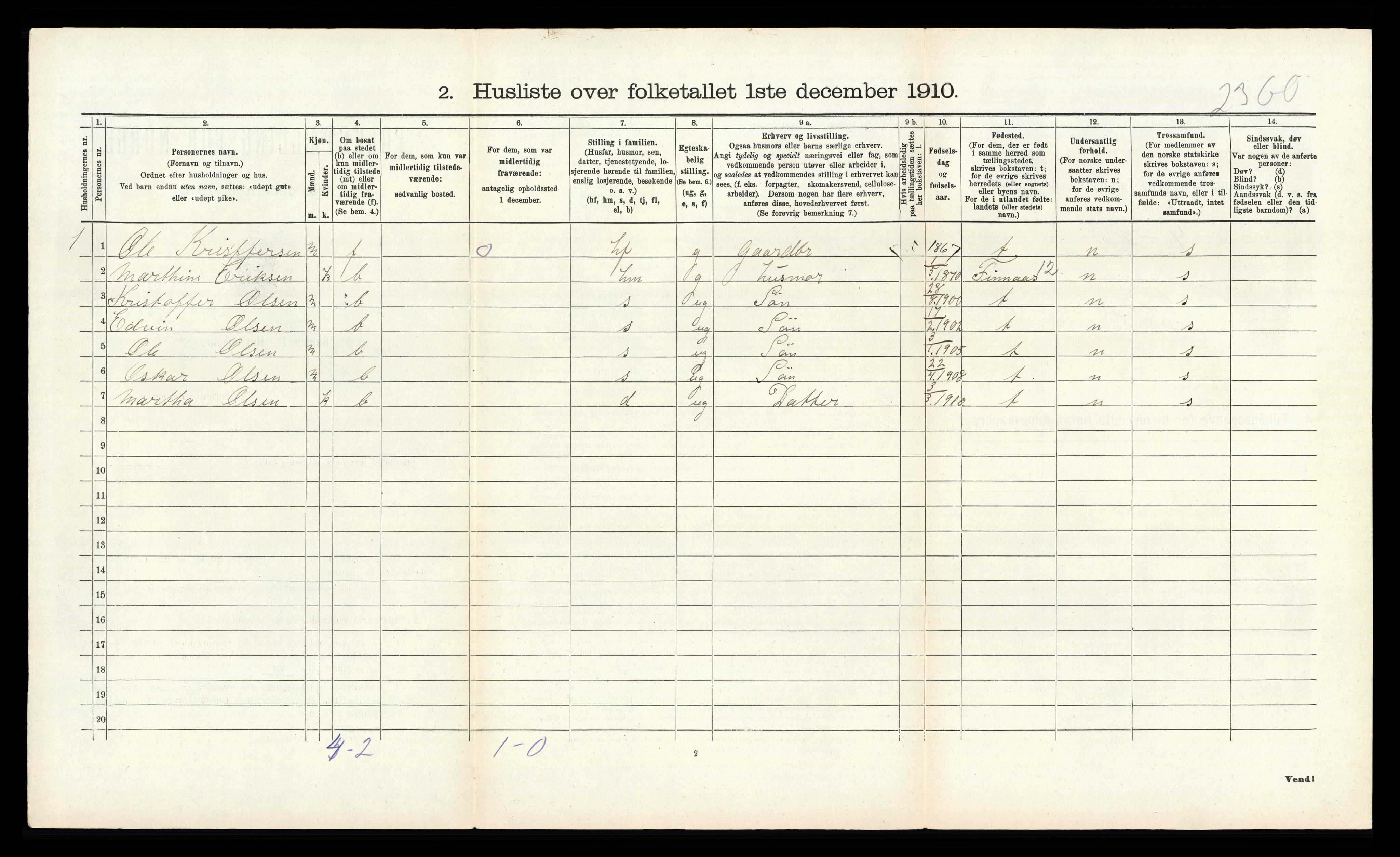 RA, Folketelling 1910 for 1222 Fitjar herred, 1910, s. 540