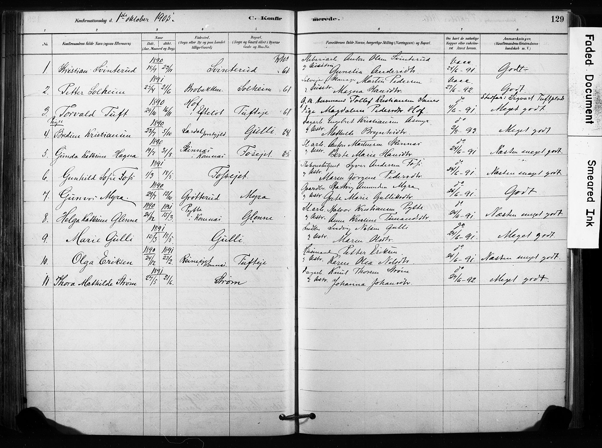 Sandsvær kirkebøker, AV/SAKO-A-244/F/Fc/L0001: Ministerialbok nr. III 1, 1878-1923, s. 129