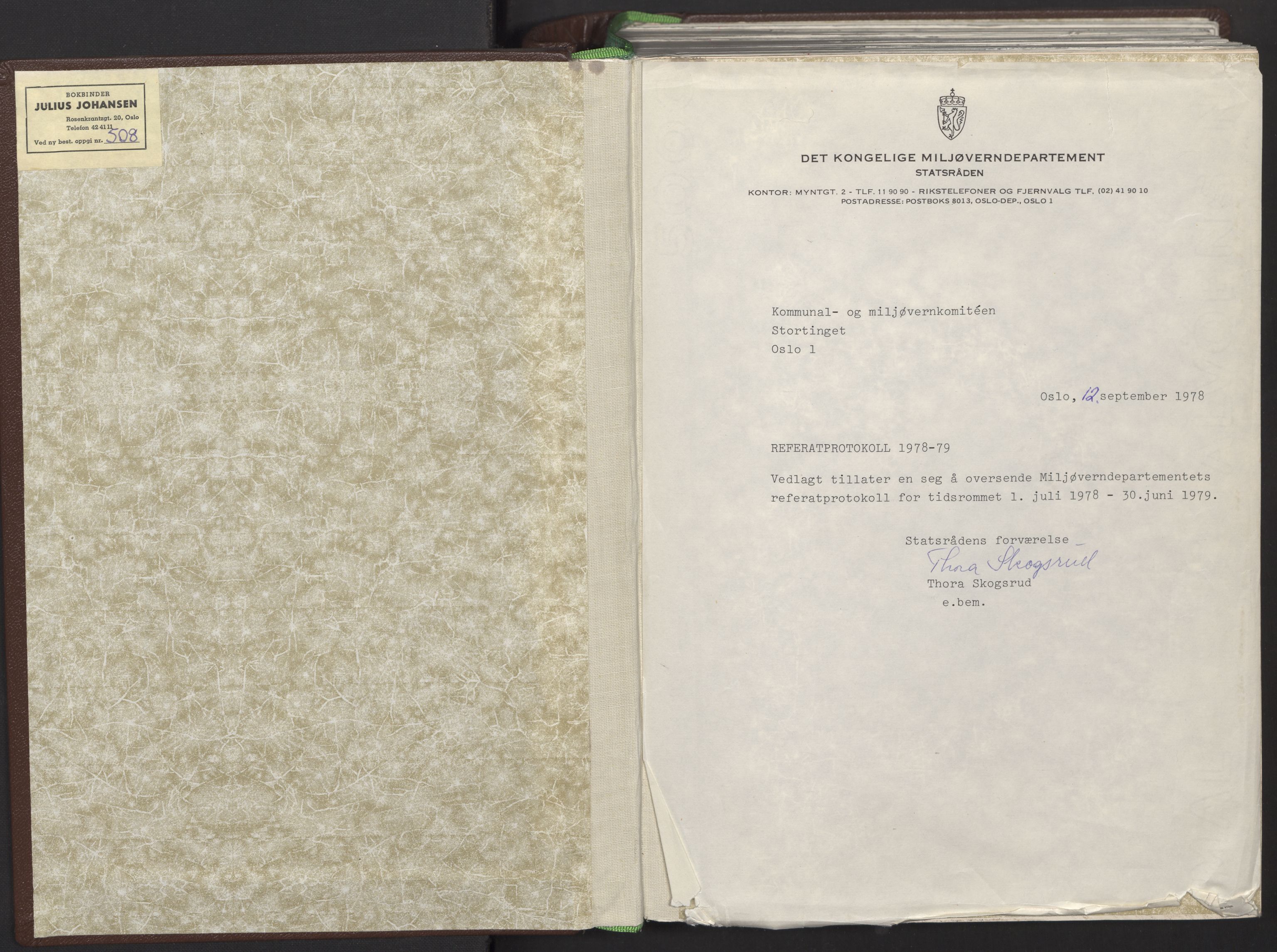 Miljøverndepartementet, RA/S-2532/2/Aa/L0008: Referatprotokoller fra statsråd, 1978-1979