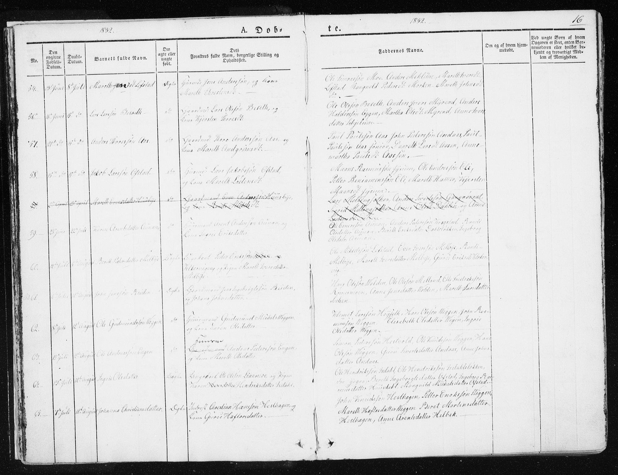 Ministerialprotokoller, klokkerbøker og fødselsregistre - Sør-Trøndelag, AV/SAT-A-1456/665/L0771: Ministerialbok nr. 665A06, 1830-1856, s. 16