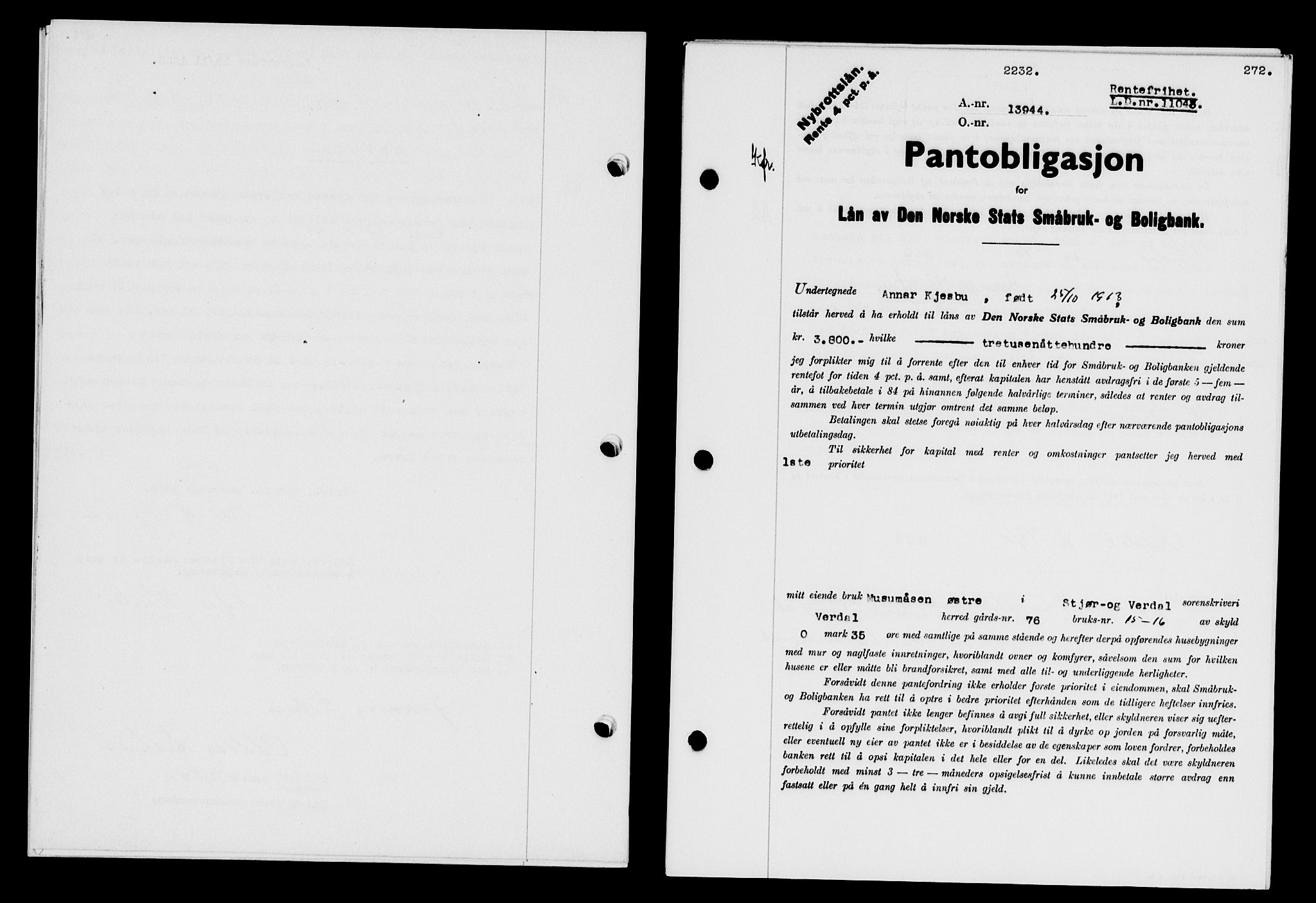 Stjør- og Verdal sorenskriveri, SAT/A-4167/1/2/2C/L0078: Pantebok nr. 46, 1936-1937, Dagboknr: 2232/1936