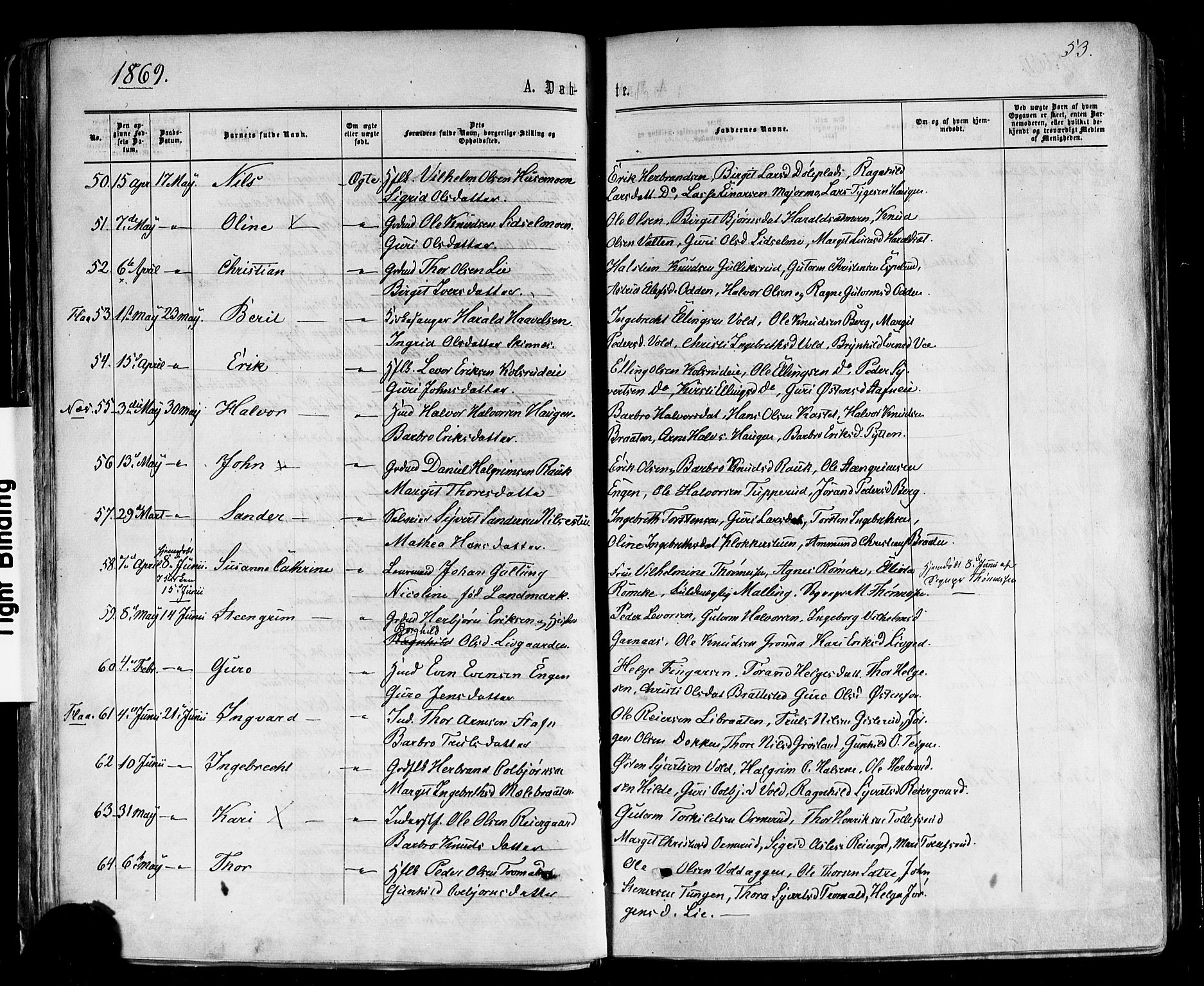 Nes kirkebøker, AV/SAKO-A-236/F/Fa/L0010: Ministerialbok nr. 10, 1864-1880, s. 53
