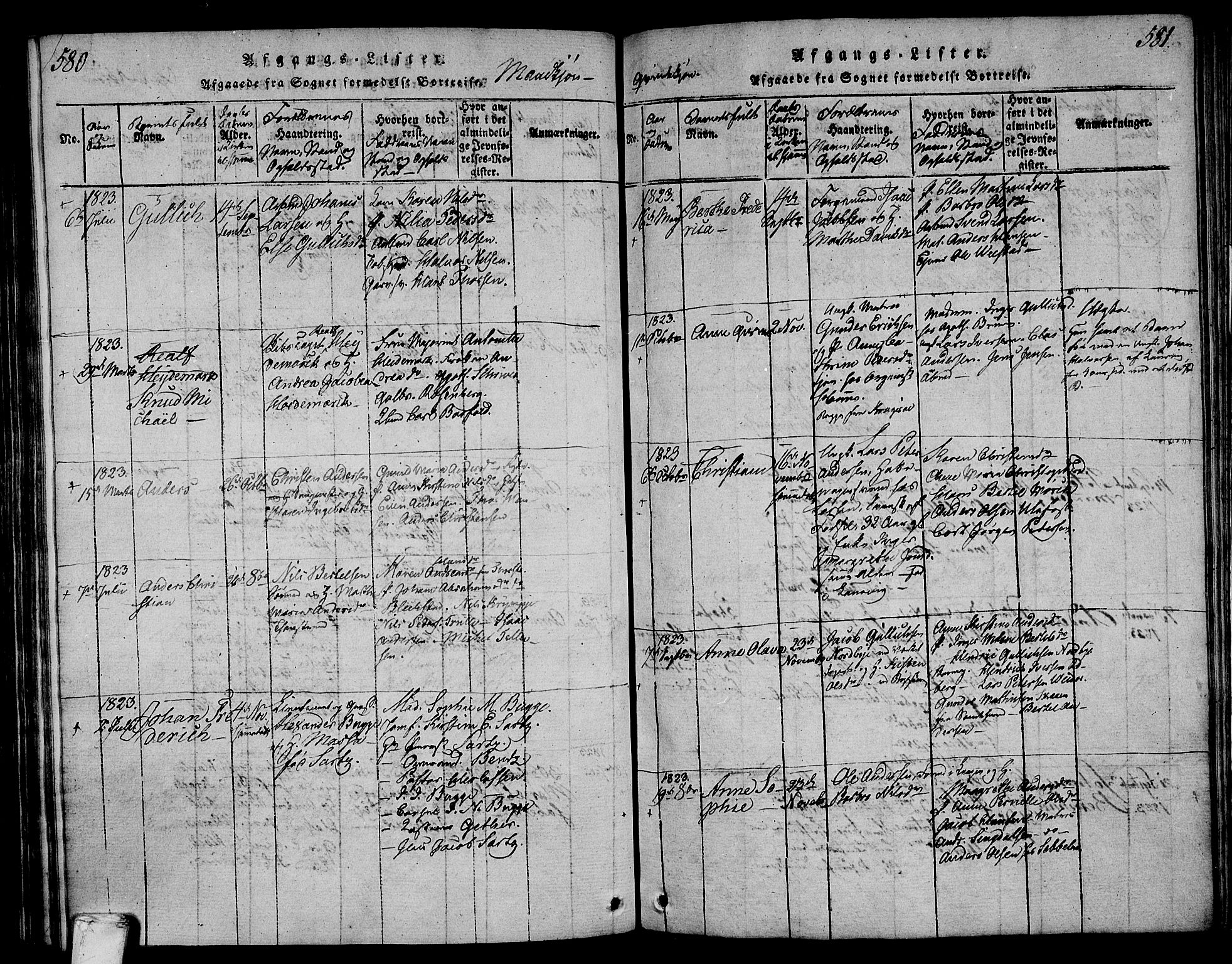 Larvik kirkebøker, SAKO/A-352/F/Fa/L0001: Ministerialbok nr. I 1, 1814-1825, s. 580-581