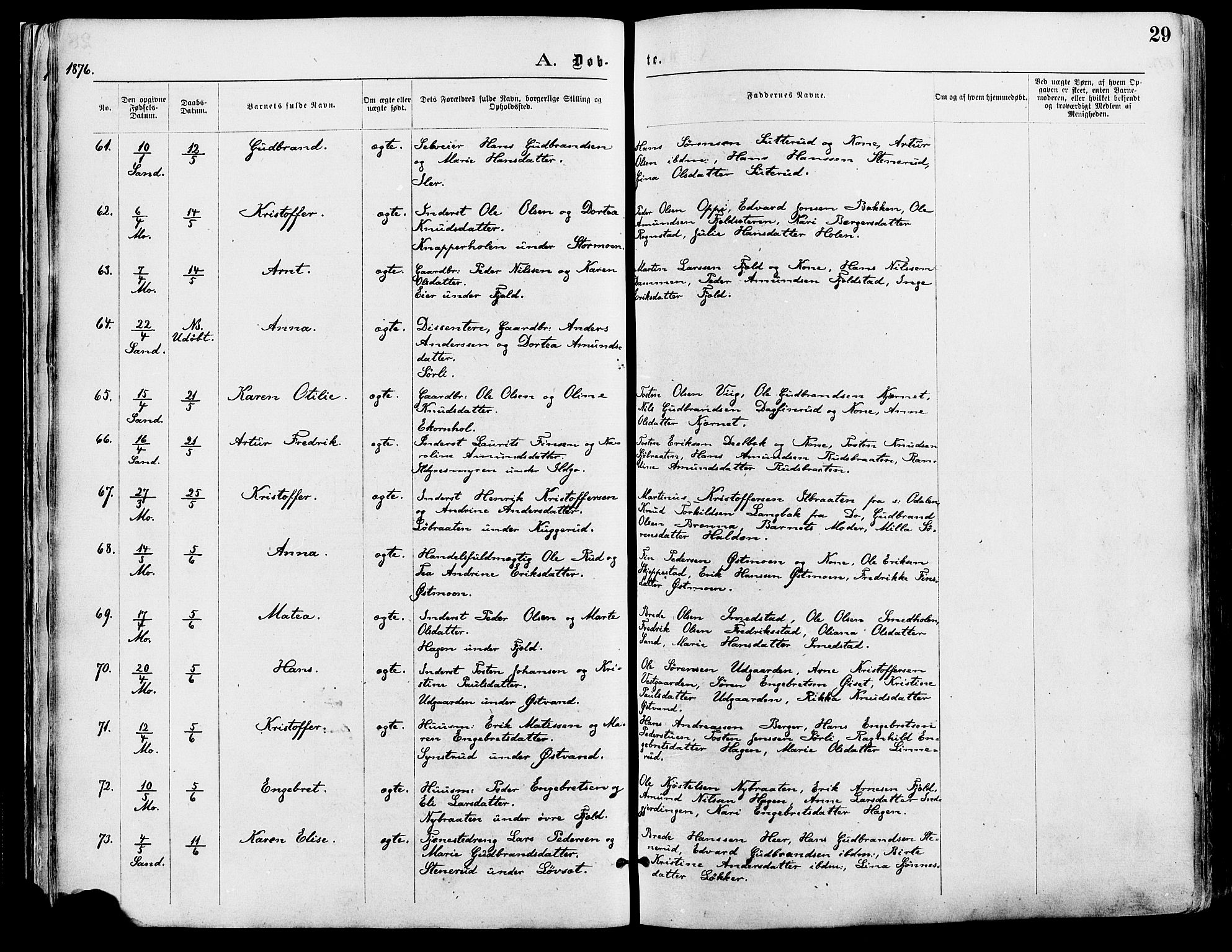Nord-Odal prestekontor, AV/SAH-PREST-032/H/Ha/Haa/L0005: Ministerialbok nr. 5, 1874-1885, s. 29
