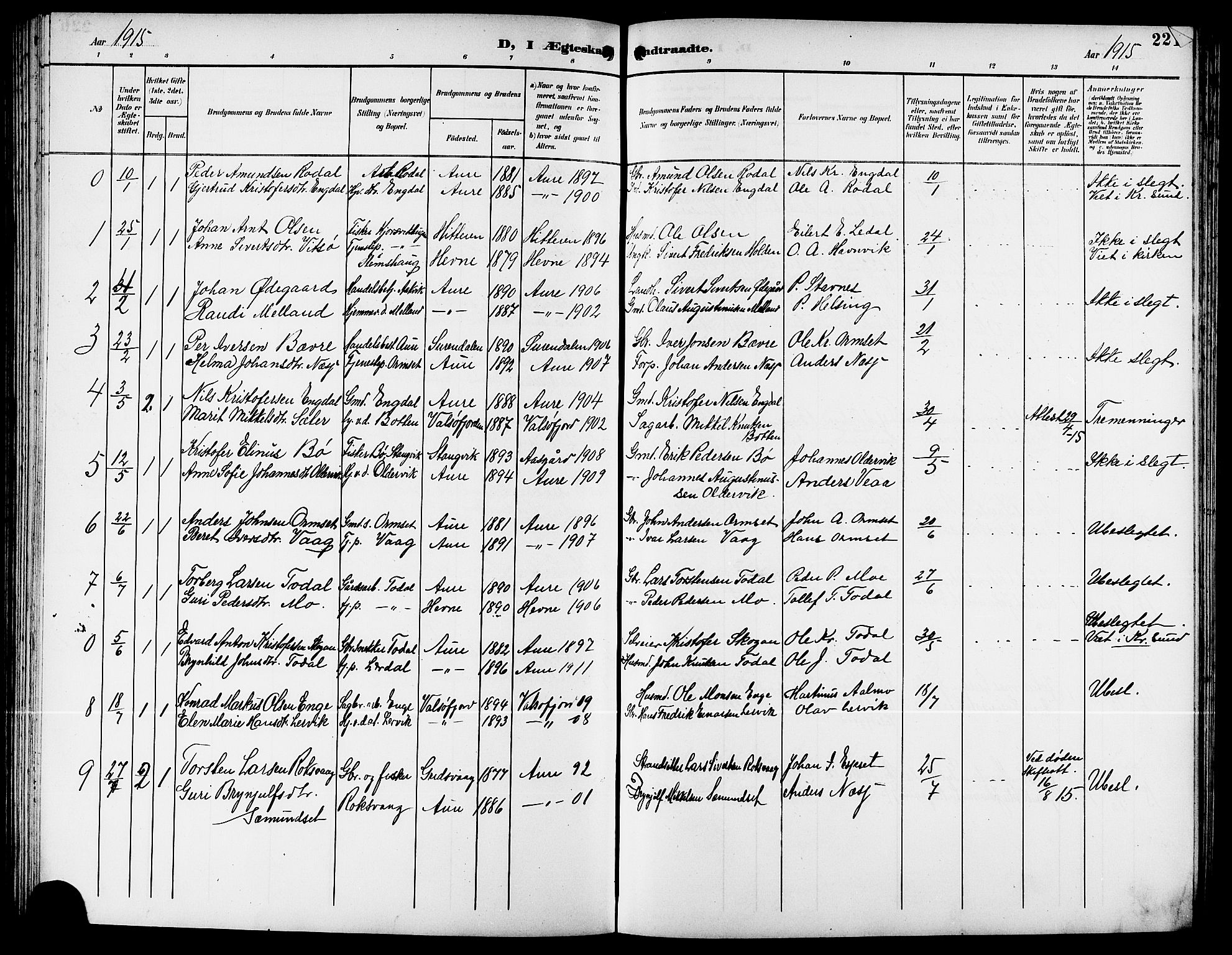 Ministerialprotokoller, klokkerbøker og fødselsregistre - Møre og Romsdal, AV/SAT-A-1454/578/L0910: Klokkerbok nr. 578C03, 1900-1921, s. 221