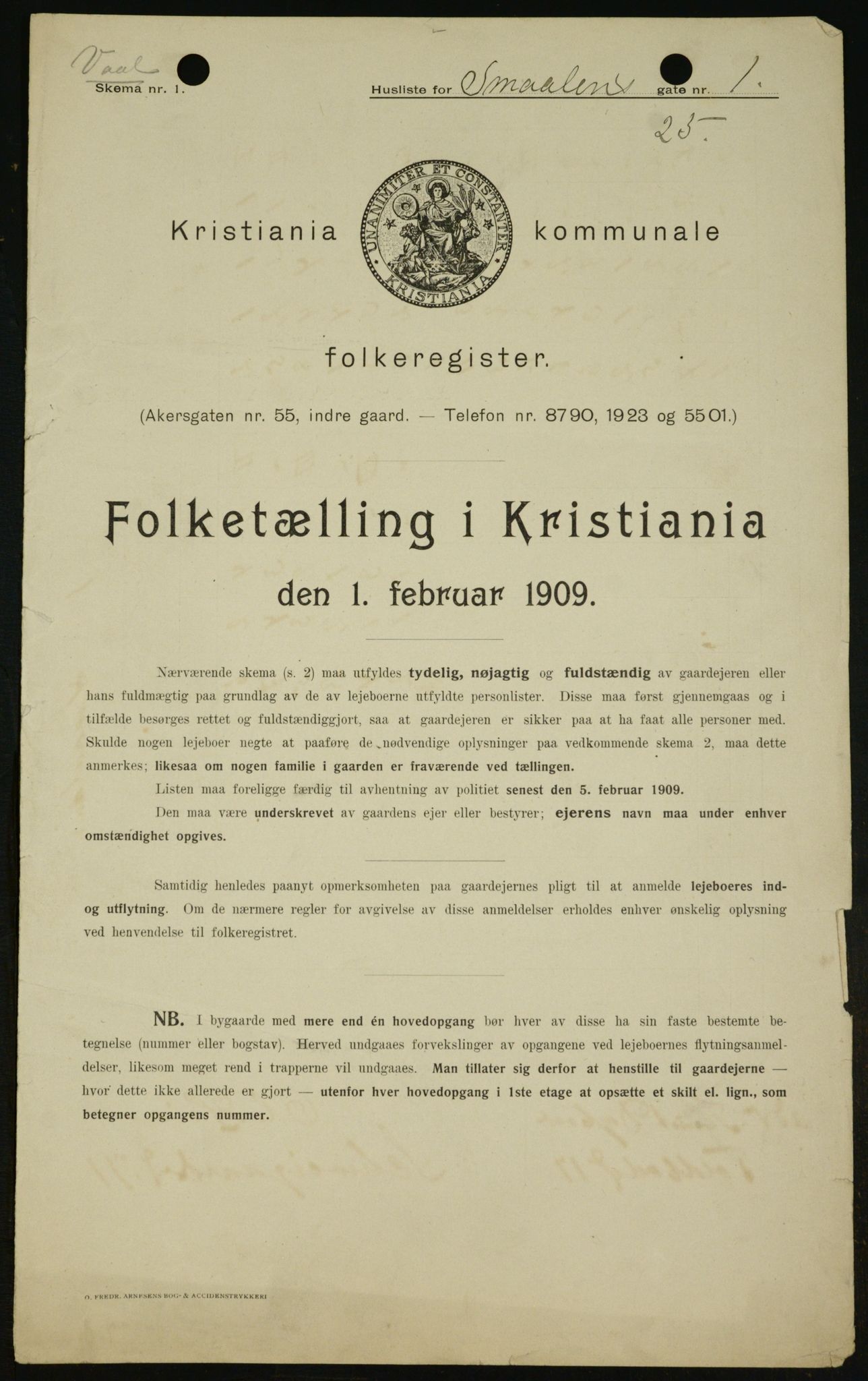 OBA, Kommunal folketelling 1.2.1909 for Kristiania kjøpstad, 1909, s. 88584