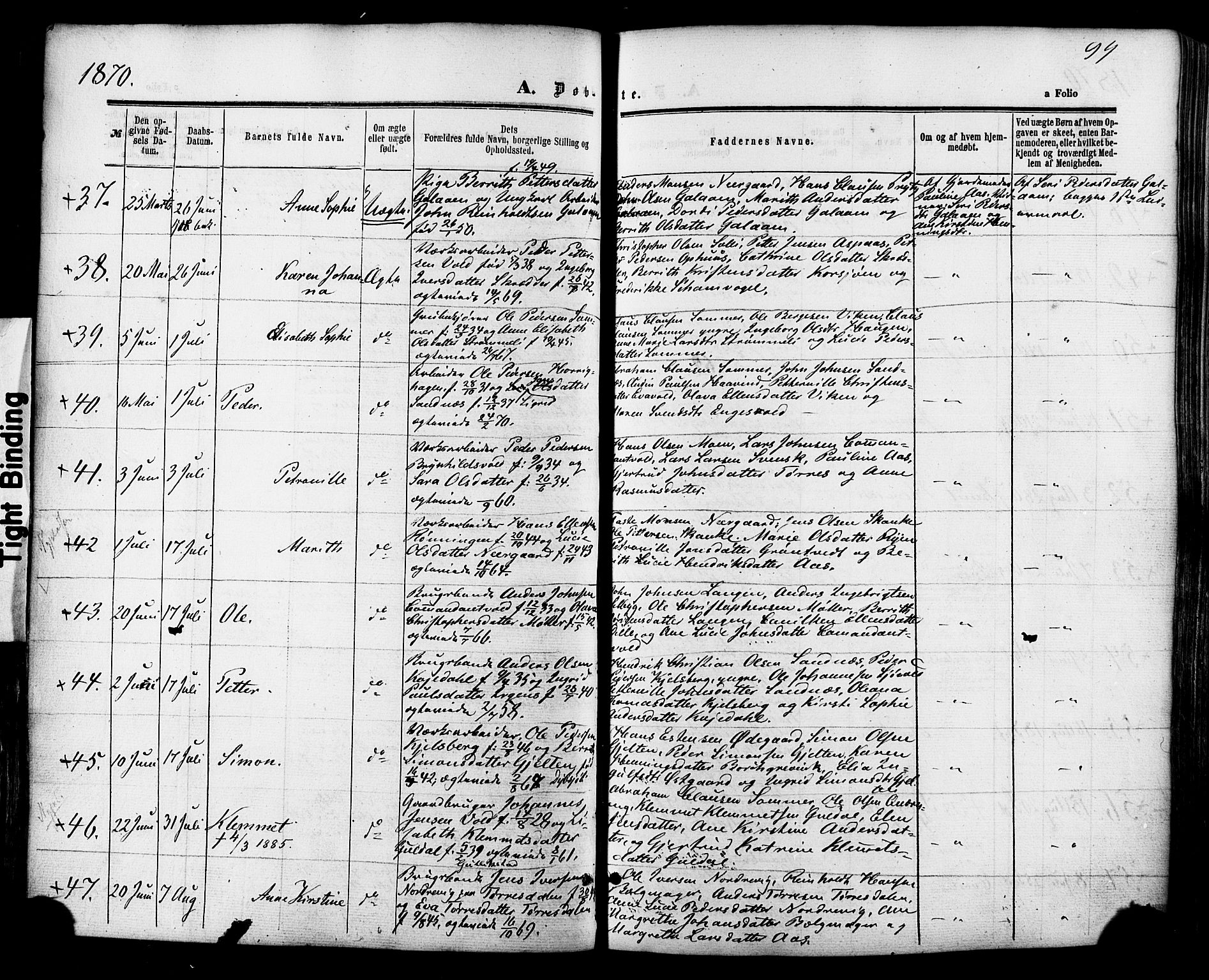 Ministerialprotokoller, klokkerbøker og fødselsregistre - Sør-Trøndelag, SAT/A-1456/681/L0932: Ministerialbok nr. 681A10, 1860-1878, s. 99