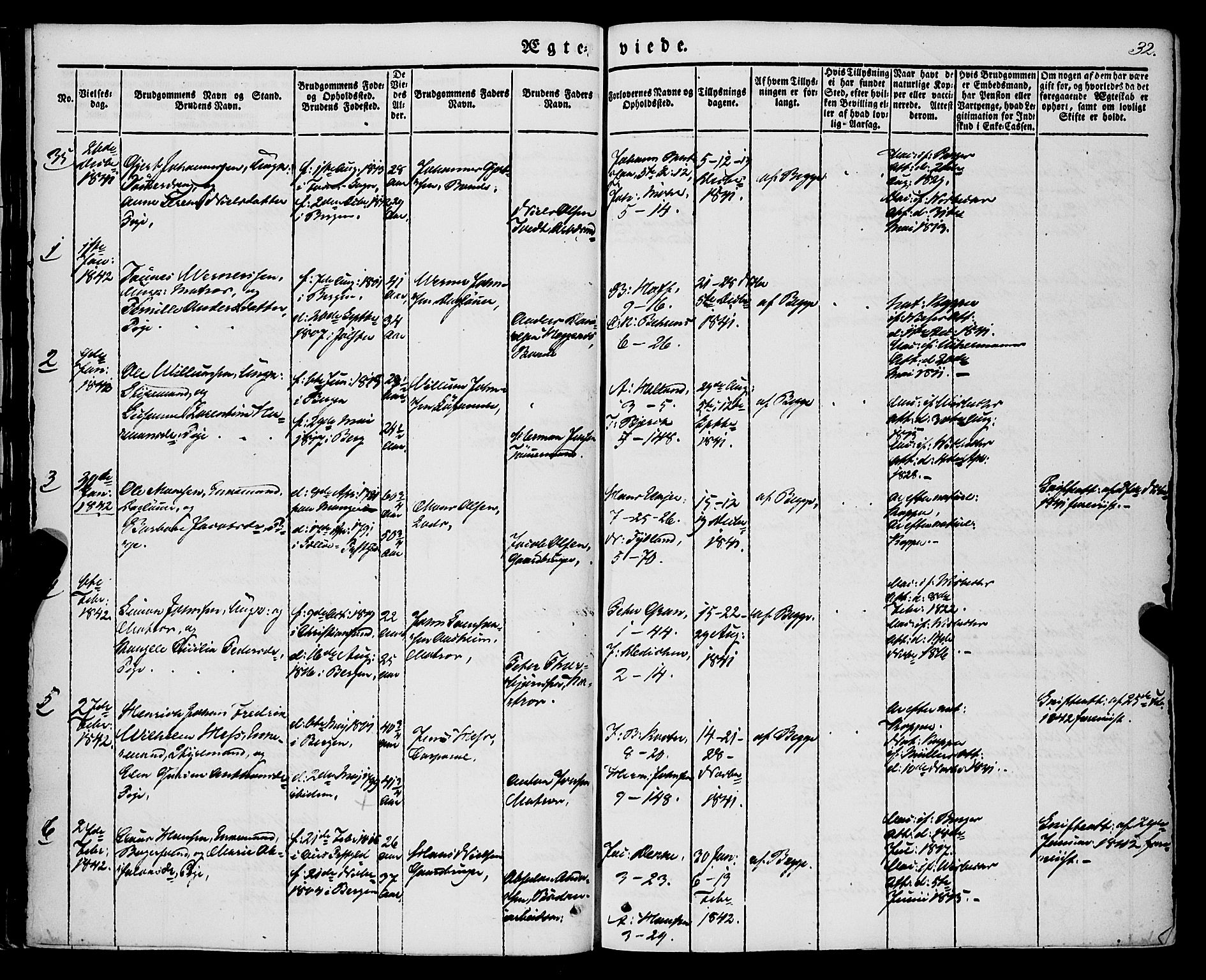 Nykirken Sokneprestembete, AV/SAB-A-77101/H/Haa/L0031: Ministerialbok nr. D 1, 1834-1861, s. 32