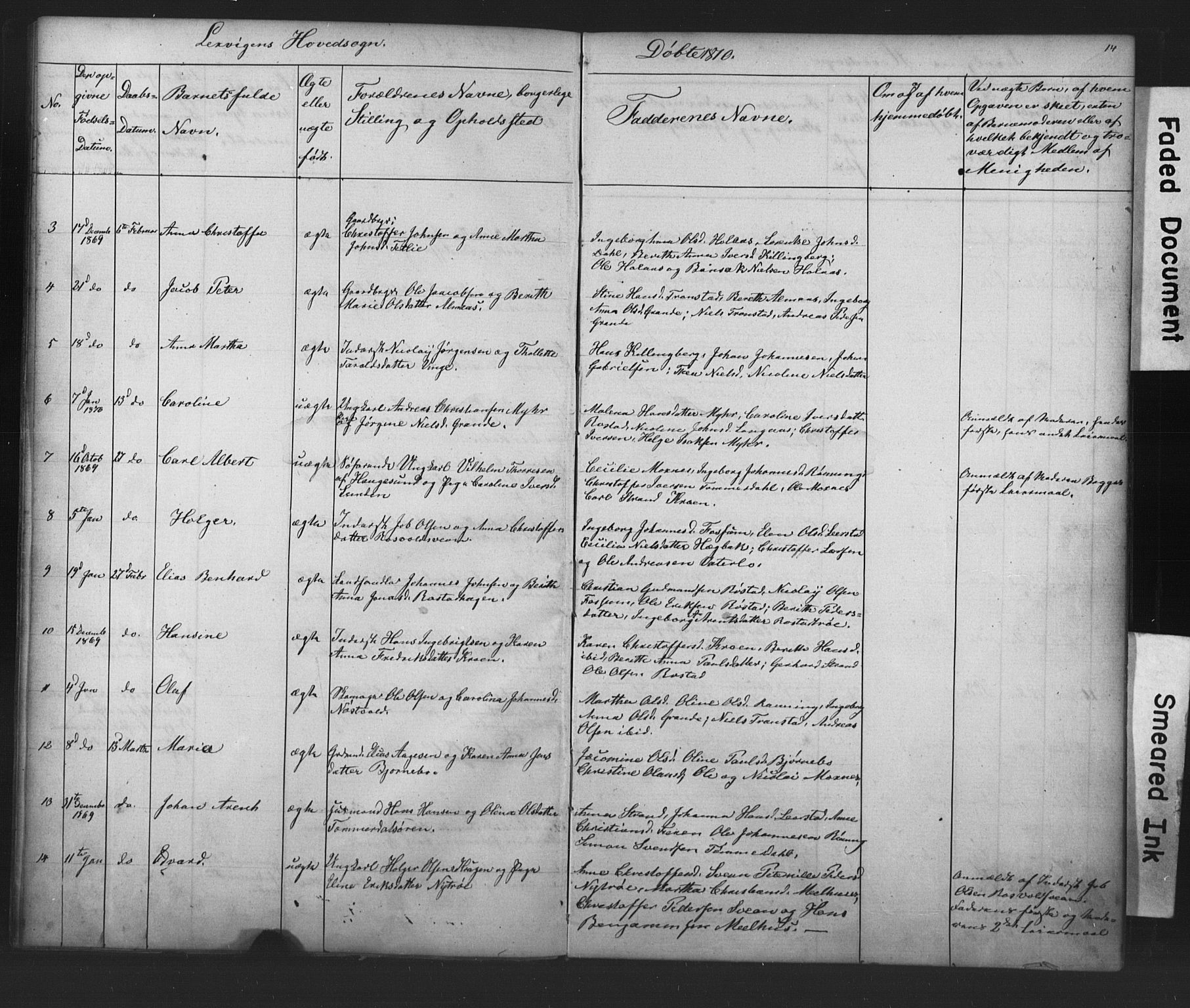 Ministerialprotokoller, klokkerbøker og fødselsregistre - Nord-Trøndelag, SAT/A-1458/701/L0018: Klokkerbok nr. 701C02, 1868-1872, s. 14