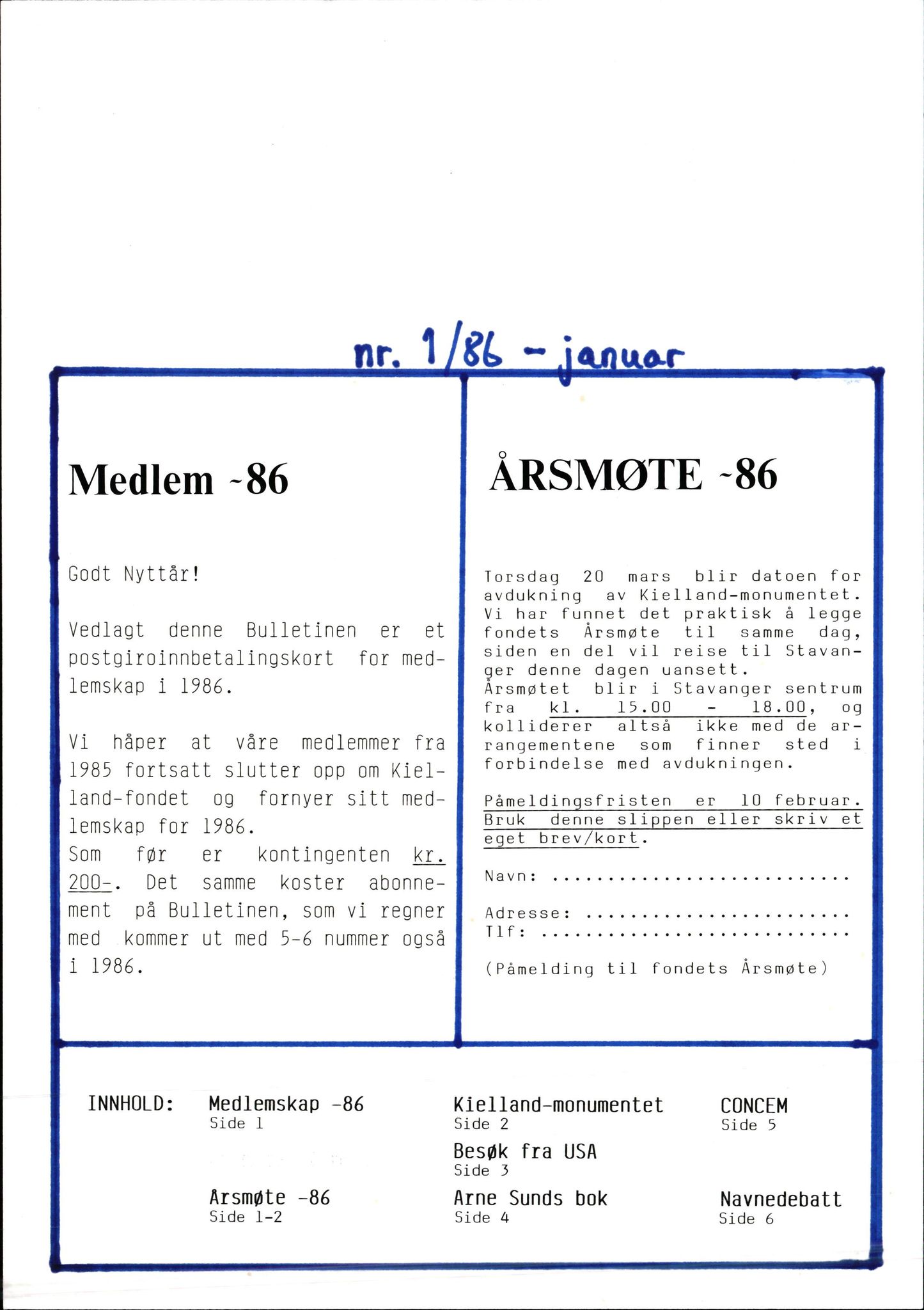 Pa 1660 - Kielland- fondet, AV/SAST-A-102242/X/Xa/L0001: Rapport til overlevende og etterlatte/ Kielland Bulletin, 1980-1998