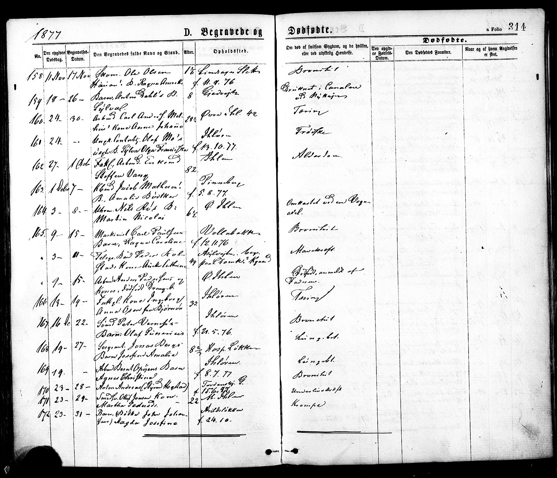 Ministerialprotokoller, klokkerbøker og fødselsregistre - Sør-Trøndelag, SAT/A-1456/602/L0118: Ministerialbok nr. 602A16, 1873-1879, s. 314