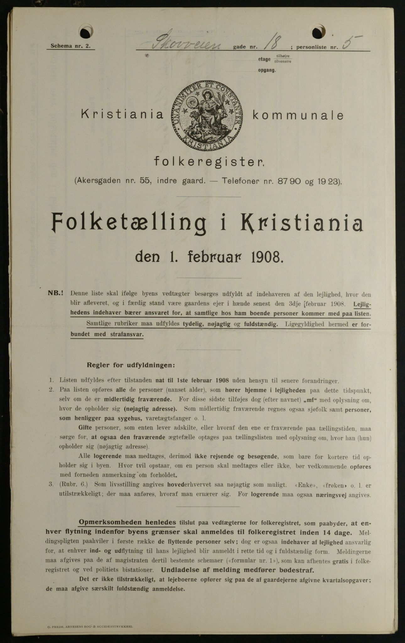 OBA, Kommunal folketelling 1.2.1908 for Kristiania kjøpstad, 1908, s. 87020