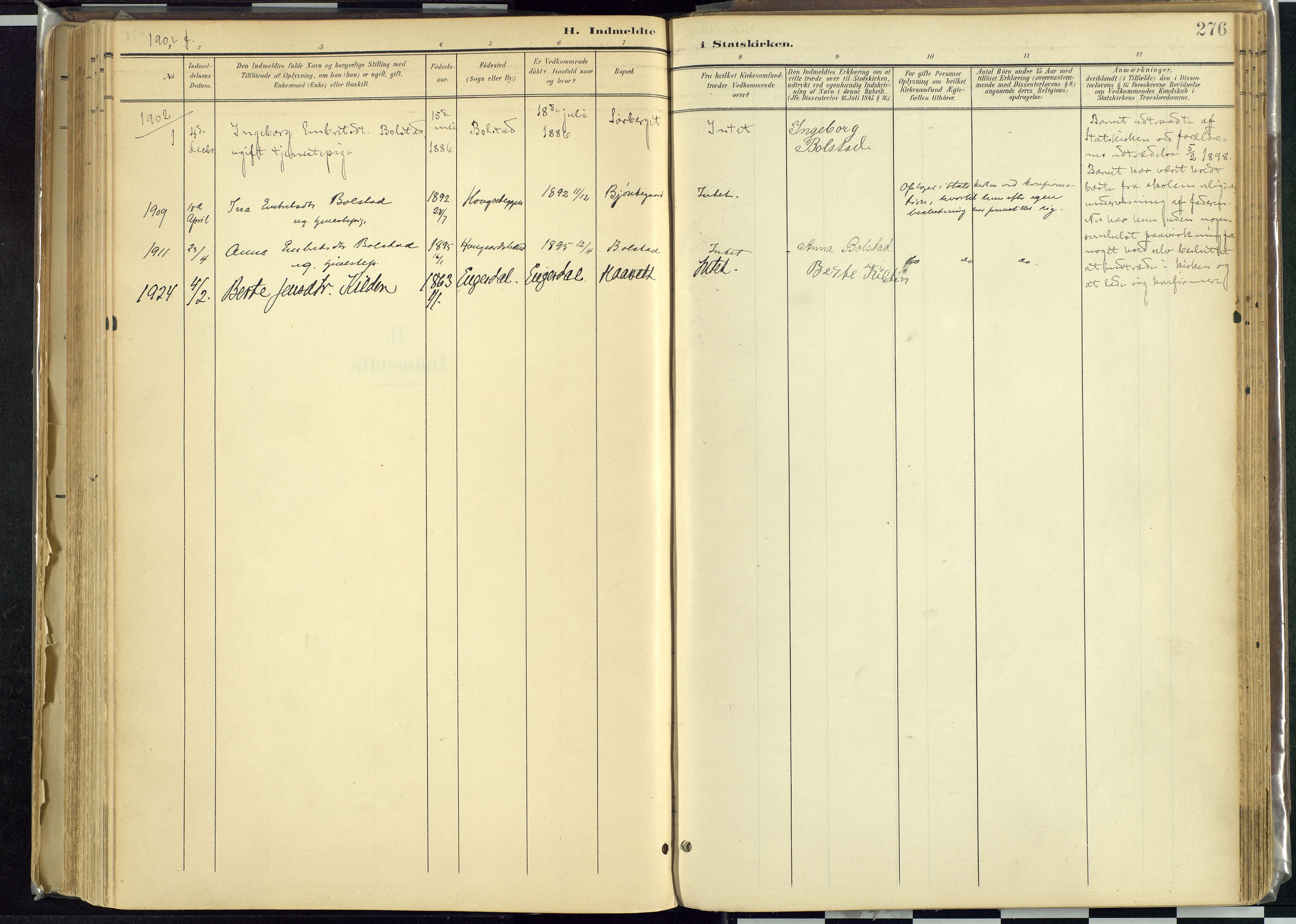 Rendalen prestekontor, AV/SAH-PREST-054/H/Ha/Haa/L0012: Ministerialbok nr. 12, 1901-1928, s. 276