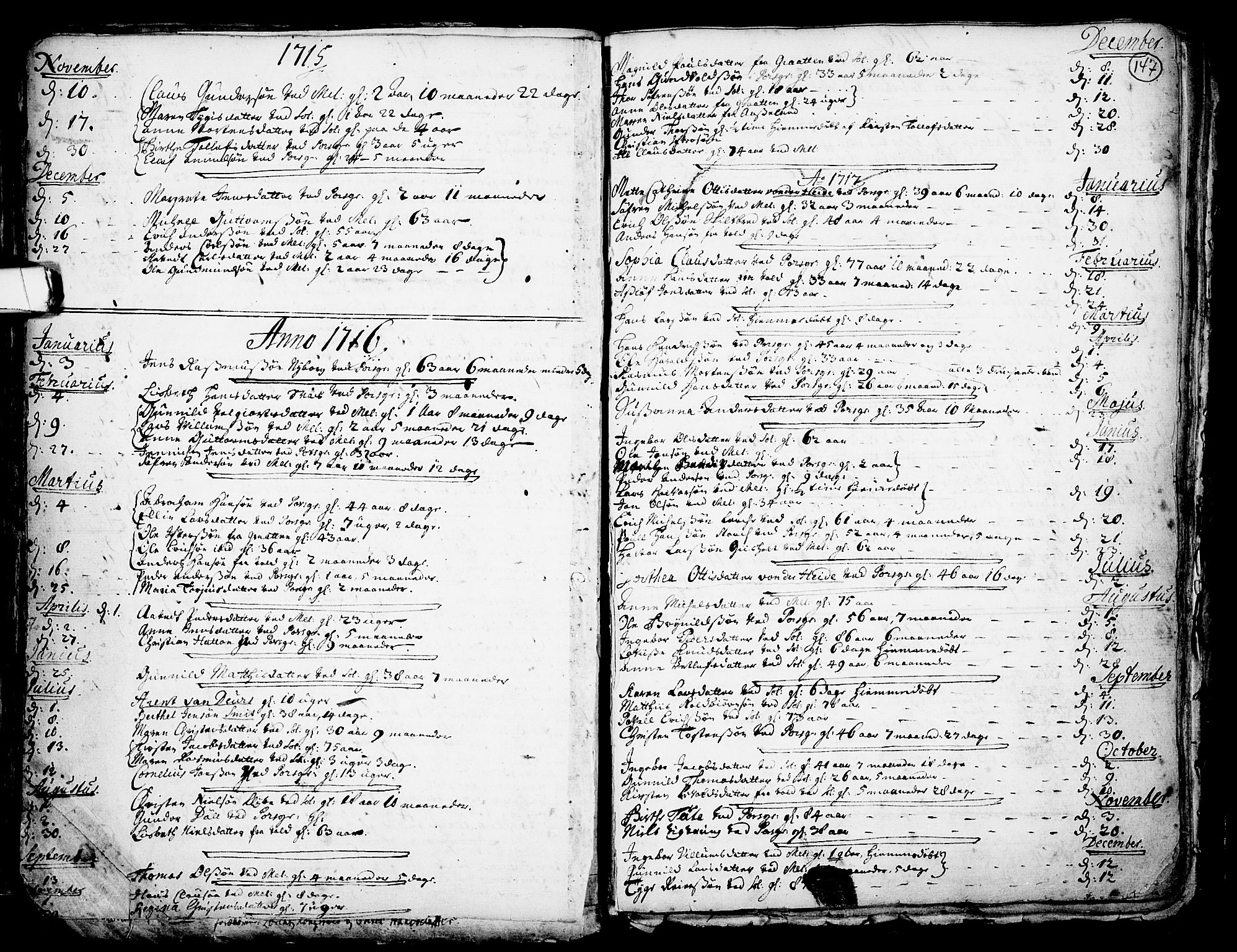Solum kirkebøker, AV/SAKO-A-306/F/Fa/L0002: Ministerialbok nr. I 2, 1713-1761, s. 147