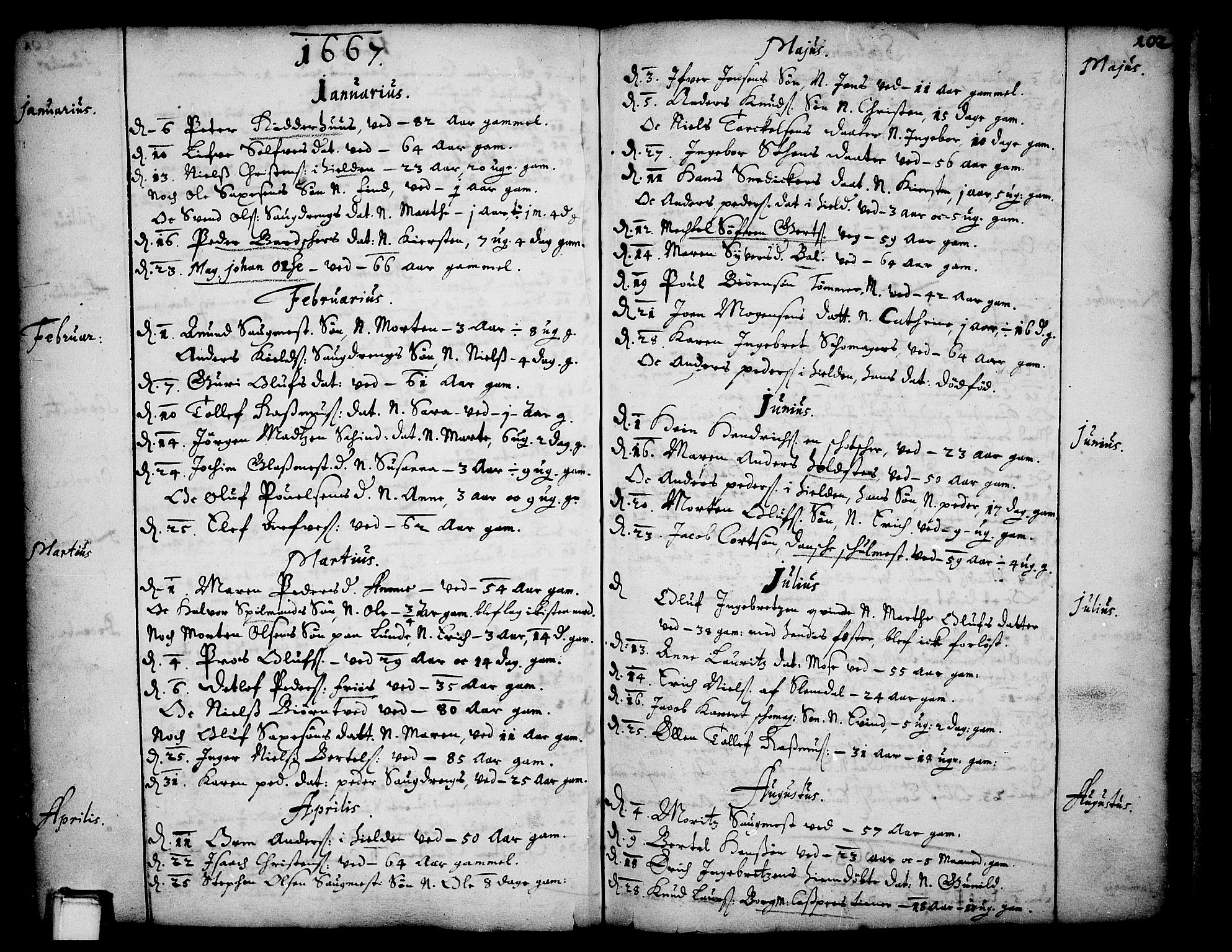 Skien kirkebøker, AV/SAKO-A-302/F/Fa/L0001: Ministerialbok nr. 1, 1659-1679, s. 102