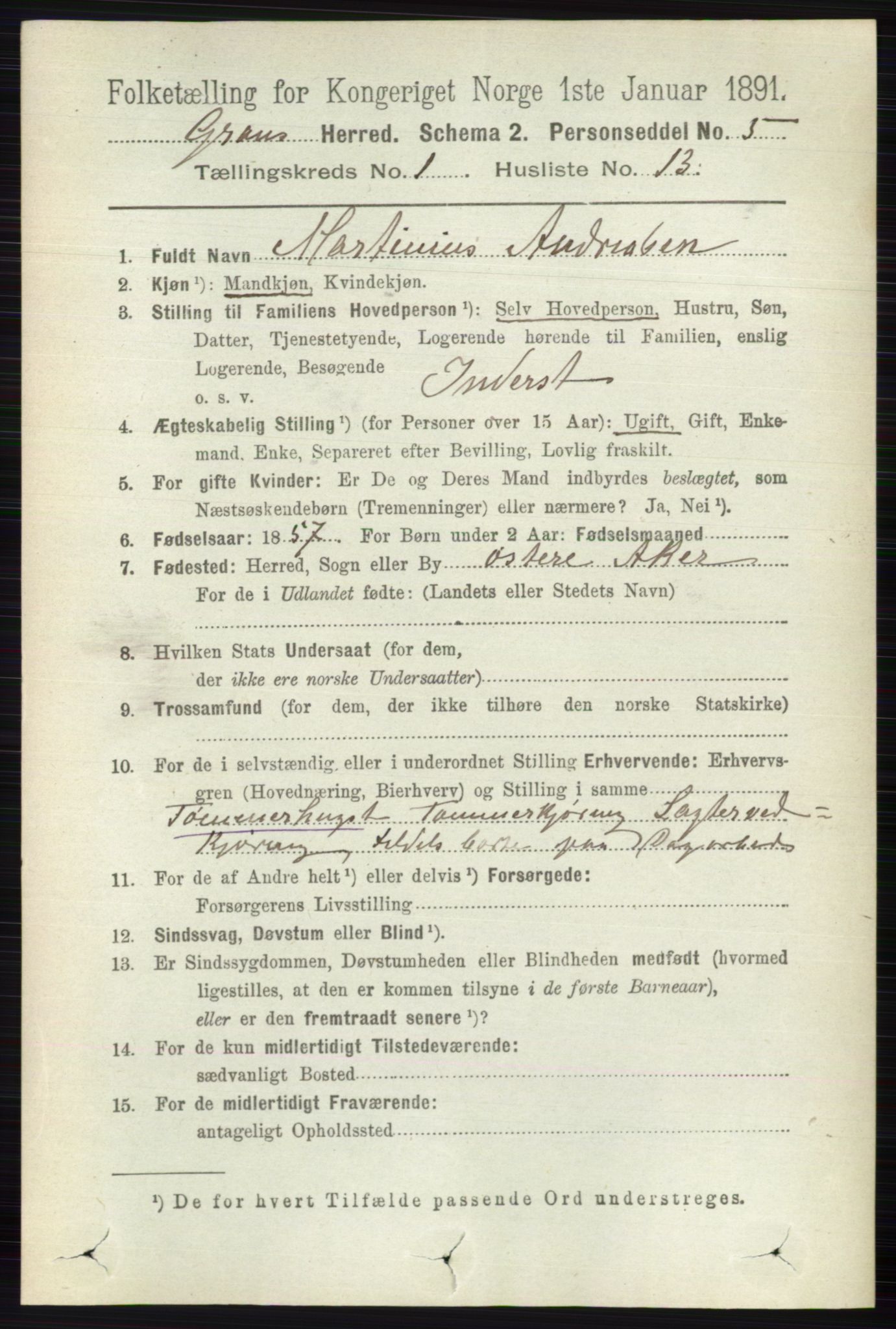 RA, Folketelling 1891 for 0534 Gran herred, 1891, s. 144