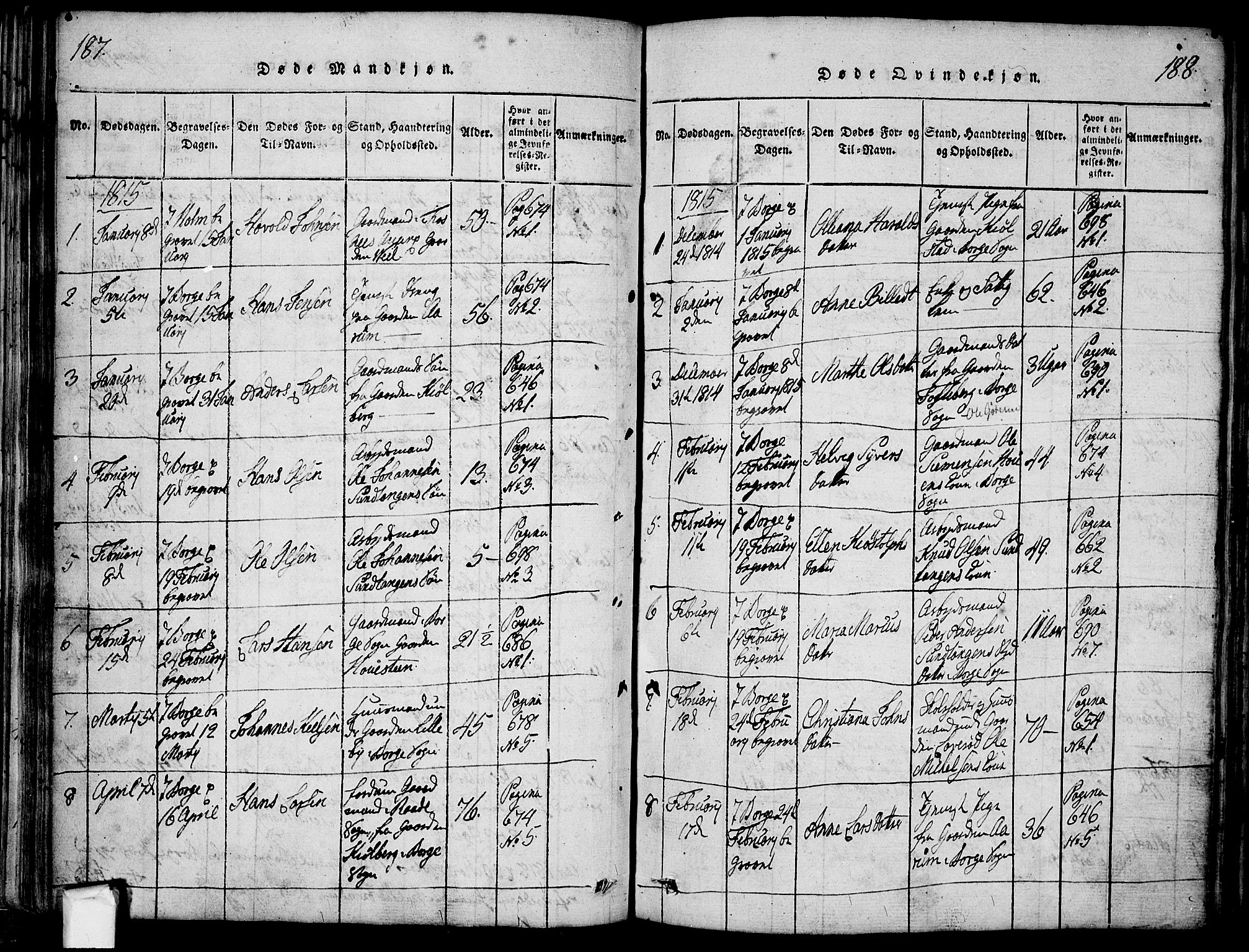 Borge prestekontor Kirkebøker, AV/SAO-A-10903/F/Fa/L0003: Ministerialbok nr. I 3, 1815-1836, s. 187-188