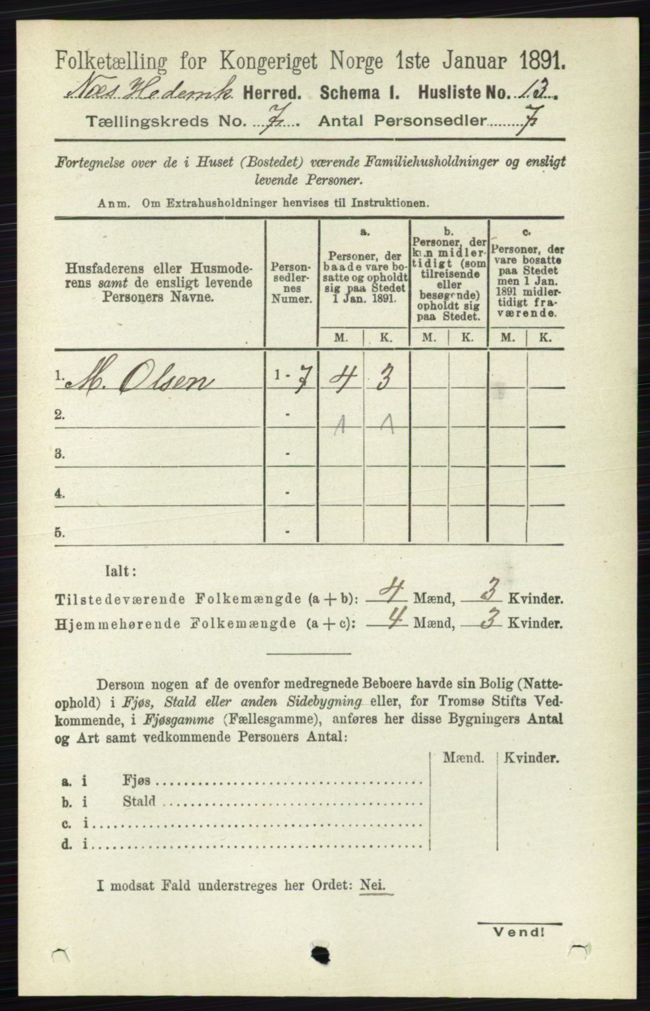 RA, Folketelling 1891 for 0411 Nes herred, 1891, s. 3841