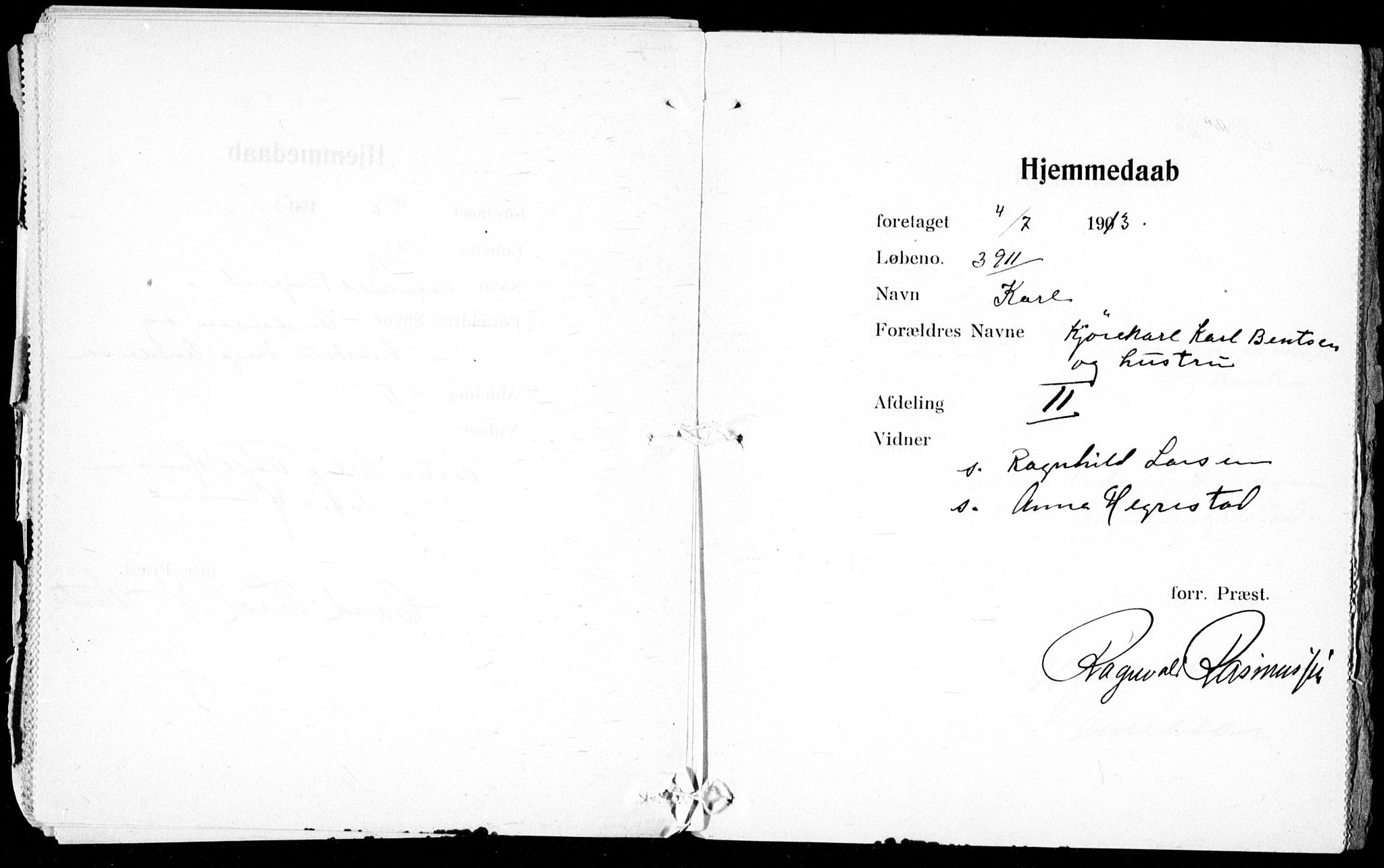 Ullevål sykehus prestekontor Kirkebøker, AV/SAO-A-10542a/K/Ka/L0001: Dåpsbok nr. 1, 1906-1914