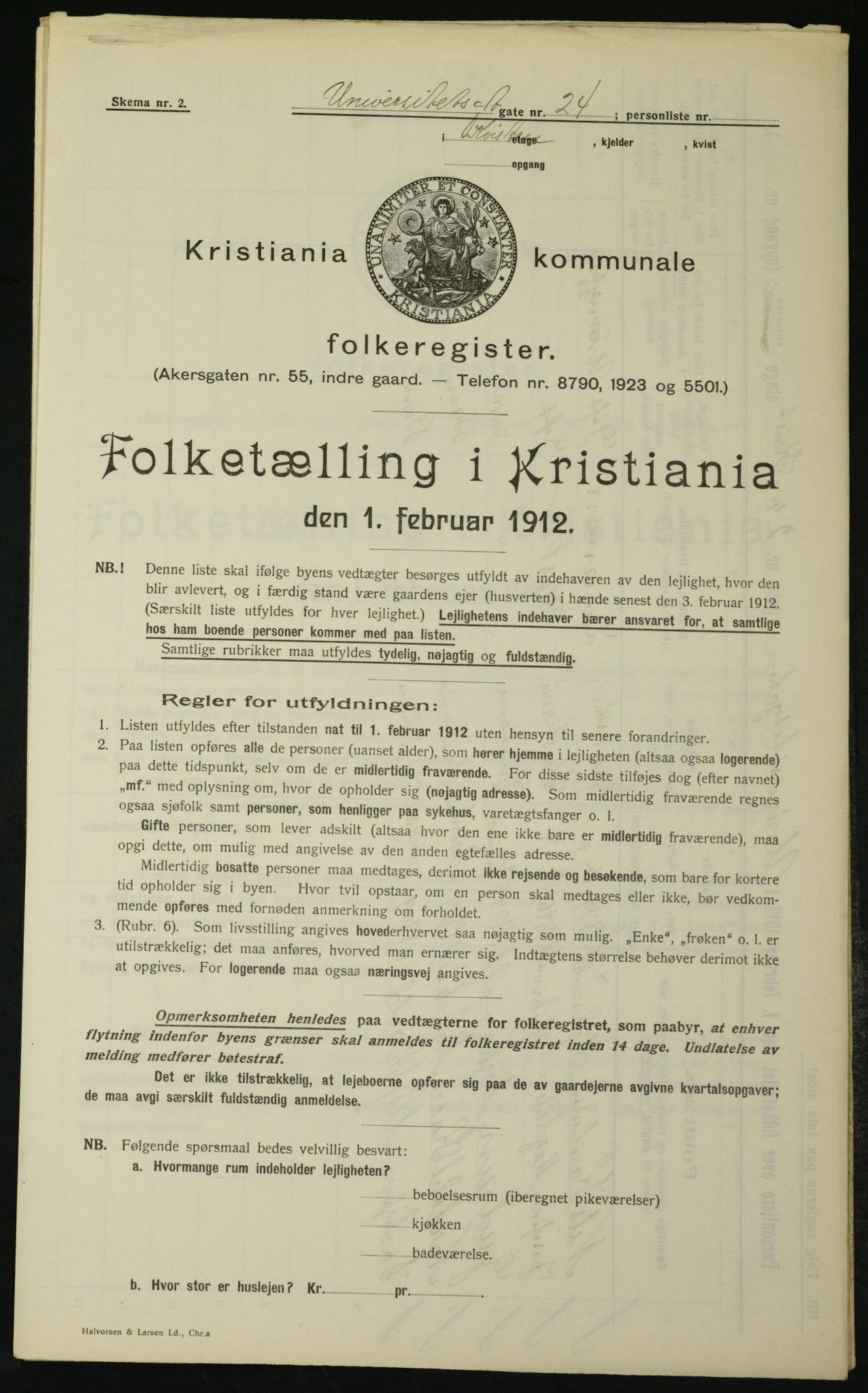 OBA, Kommunal folketelling 1.2.1912 for Kristiania, 1912, s. 120181