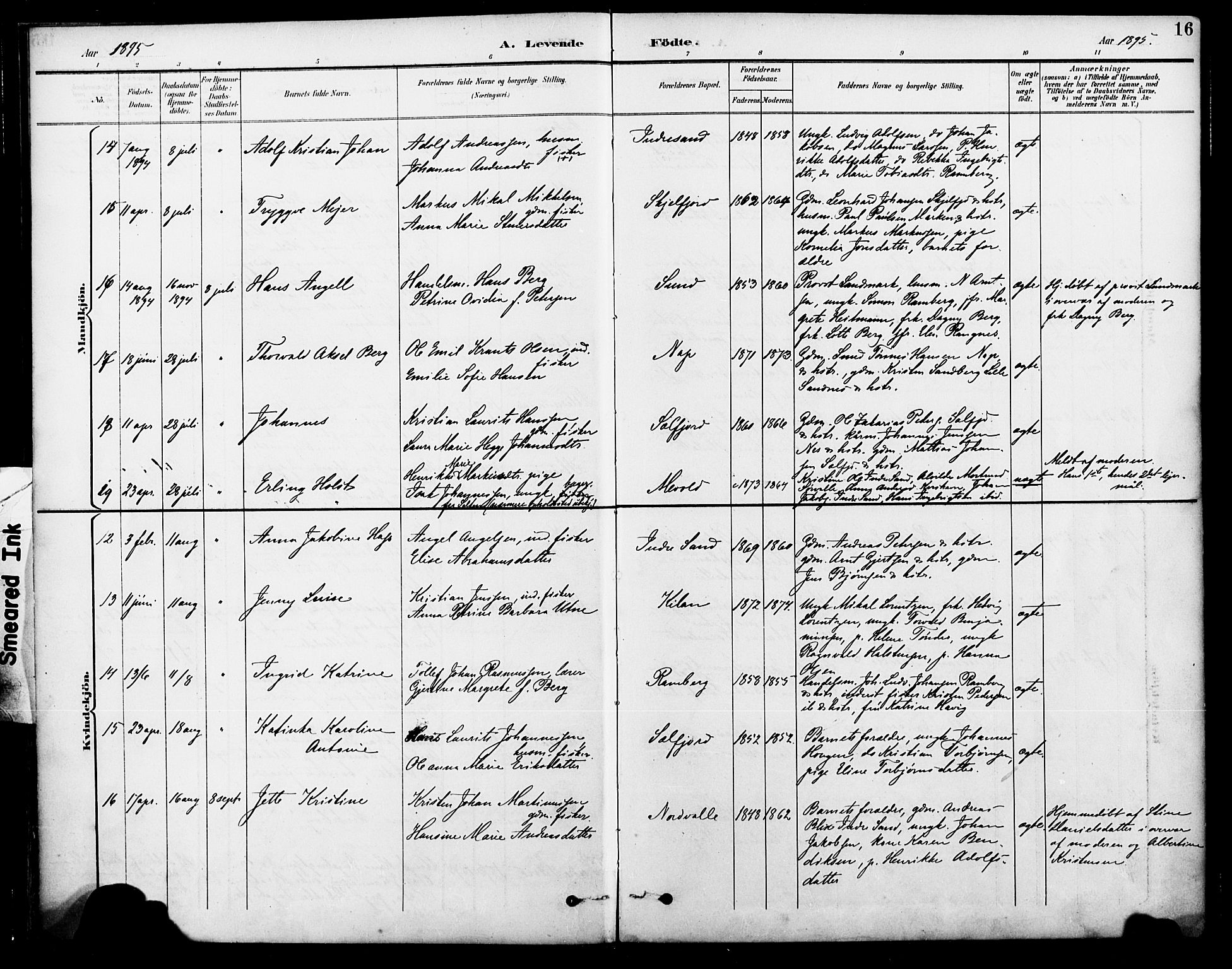 Ministerialprotokoller, klokkerbøker og fødselsregistre - Nordland, SAT/A-1459/885/L1205: Ministerialbok nr. 885A06, 1892-1905, s. 16