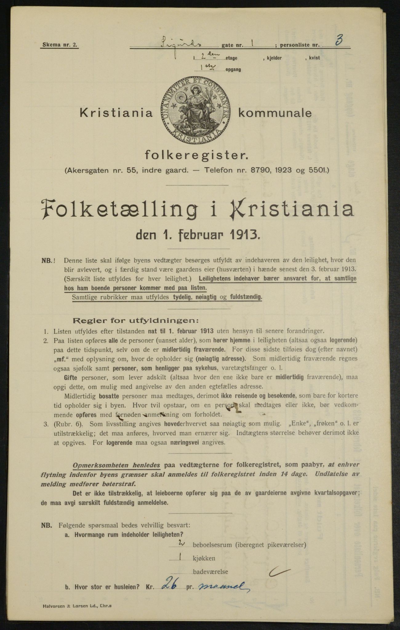 OBA, Kommunal folketelling 1.2.1913 for Kristiania, 1913, s. 94780