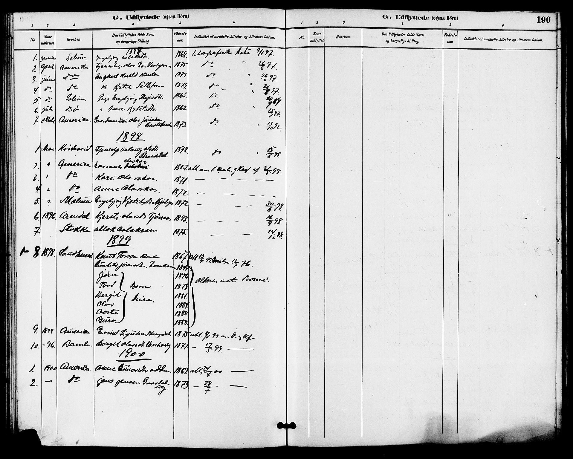 Seljord kirkebøker, AV/SAKO-A-20/G/Ga/L0005: Klokkerbok nr. I 5, 1887-1914, s. 190