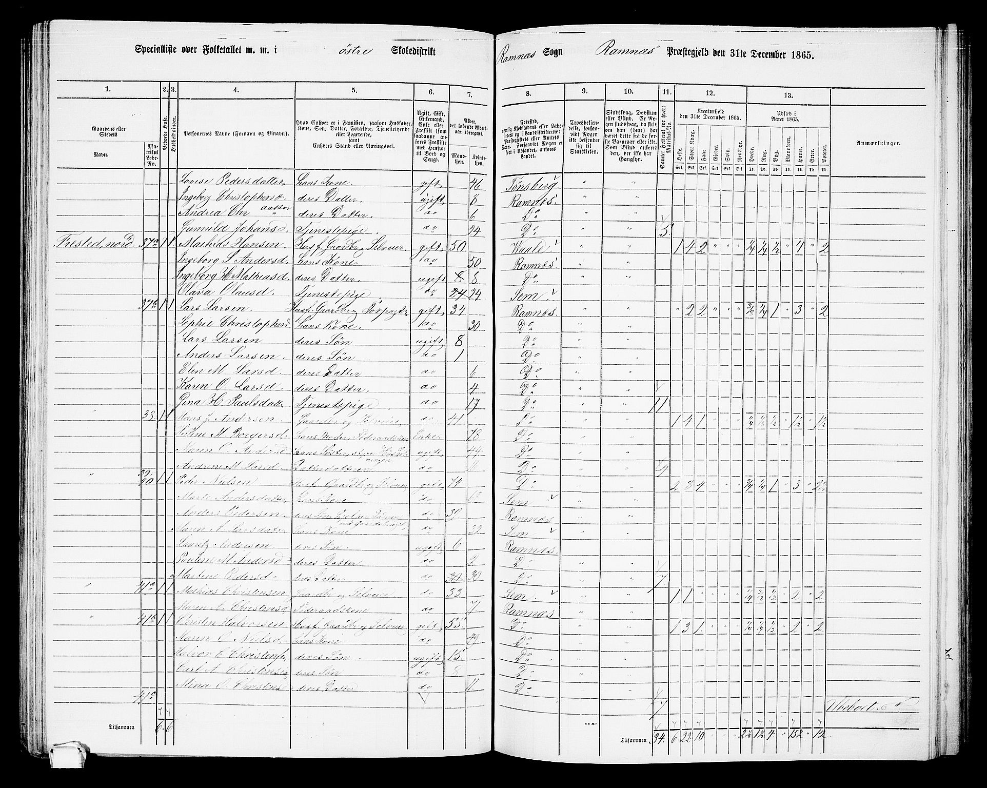 RA, Folketelling 1865 for 0718P Ramnes prestegjeld, 1865, s. 47