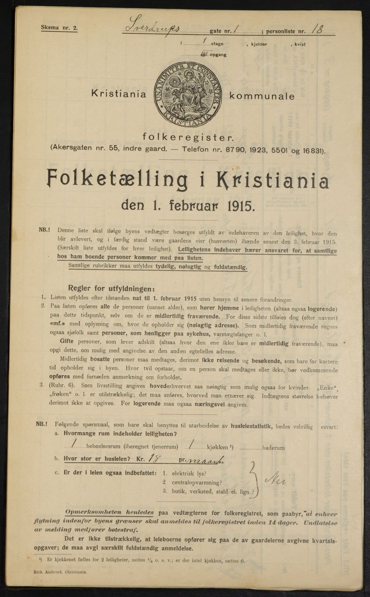 OBA, Kommunal folketelling 1.2.1915 for Kristiania, 1915, s. 105118