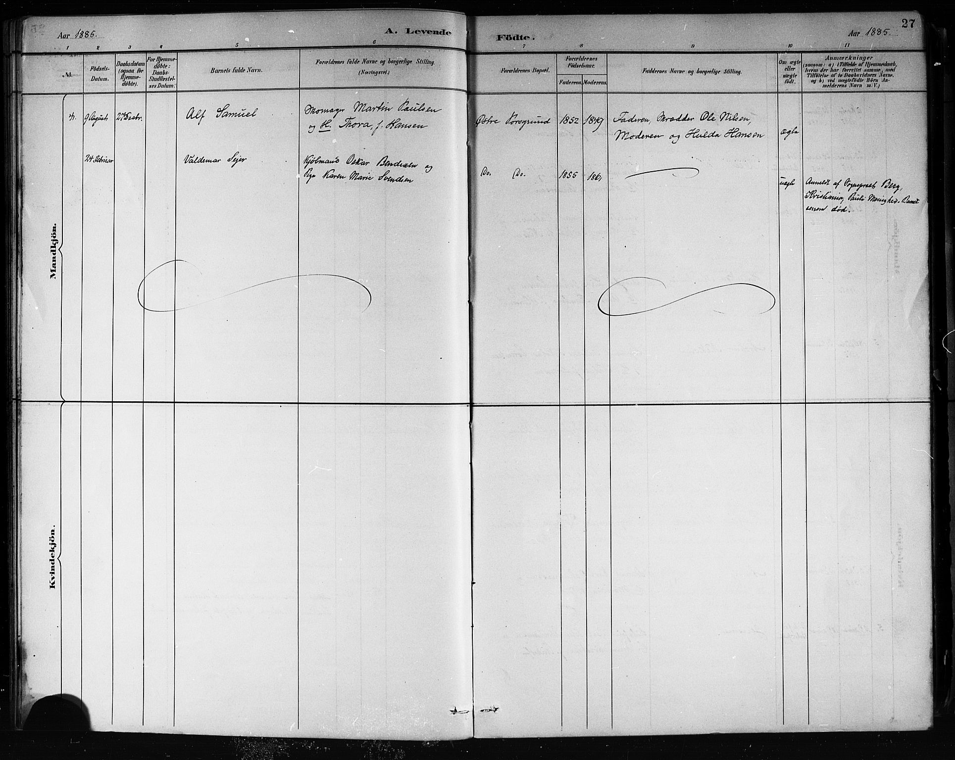 Porsgrunn kirkebøker , AV/SAKO-A-104/G/Gb/L0005: Klokkerbok nr. II 5, 1883-1915, s. 27