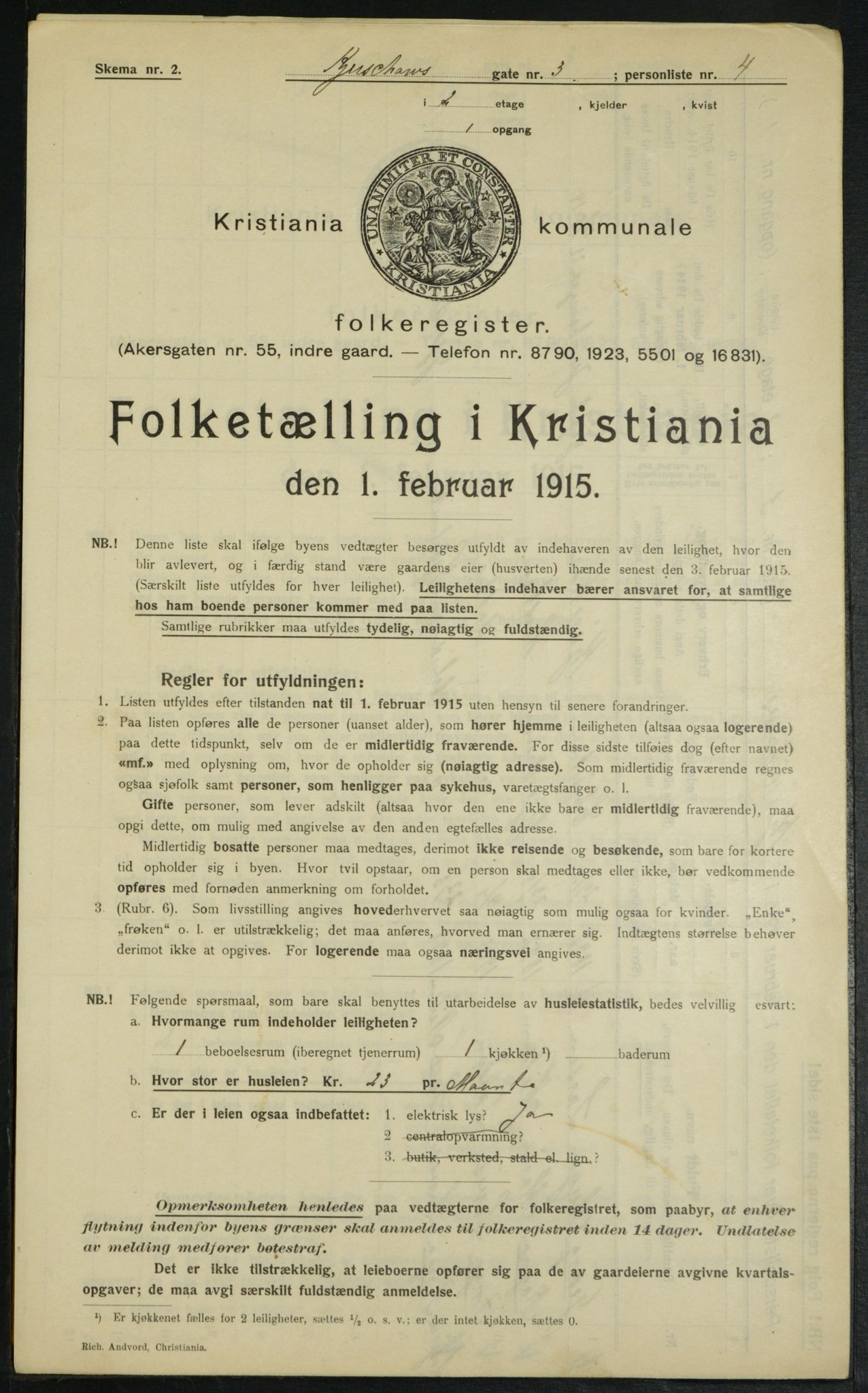 OBA, Kommunal folketelling 1.2.1915 for Kristiania, 1915, s. 48955