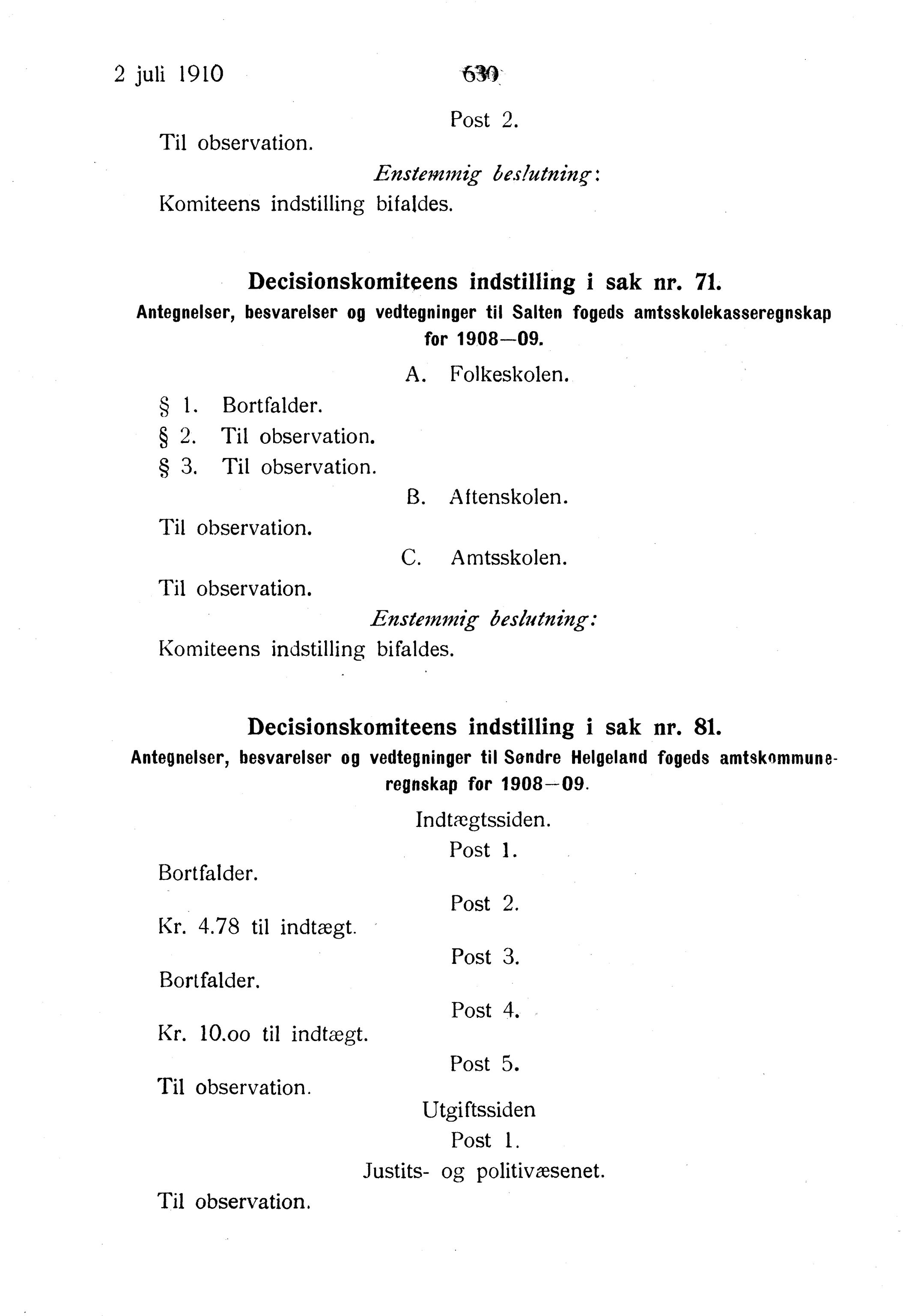 Nordland Fylkeskommune. Fylkestinget, AIN/NFK-17/176/A/Ac/L0033: Fylkestingsforhandlinger 1910, 1910