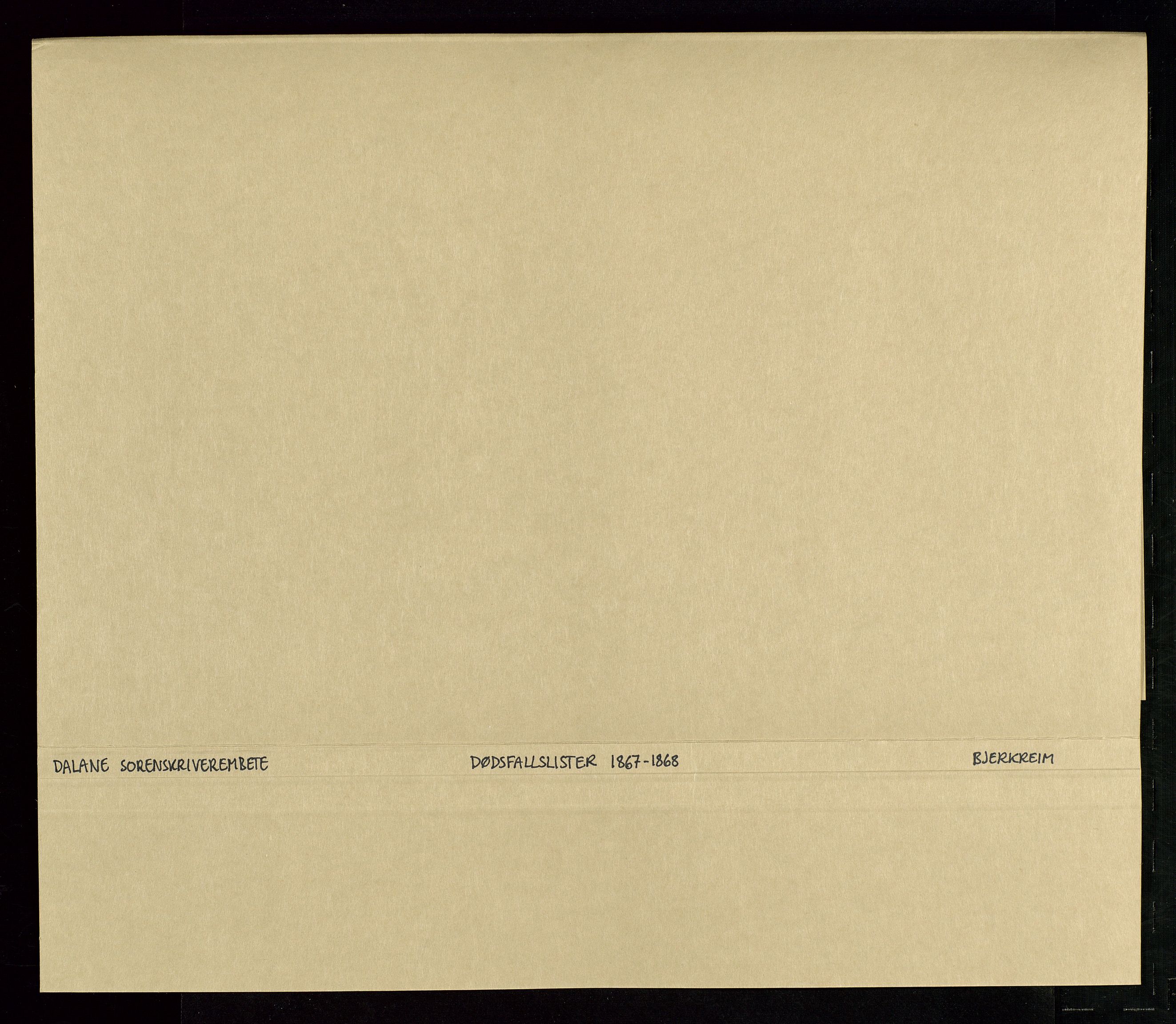 Jæren og Dalane sorenskriveri, AV/SAST-A-100306/5/52AB/L0004: DØDSFALL-LISTER DALANE, 1865-1868, s. 27