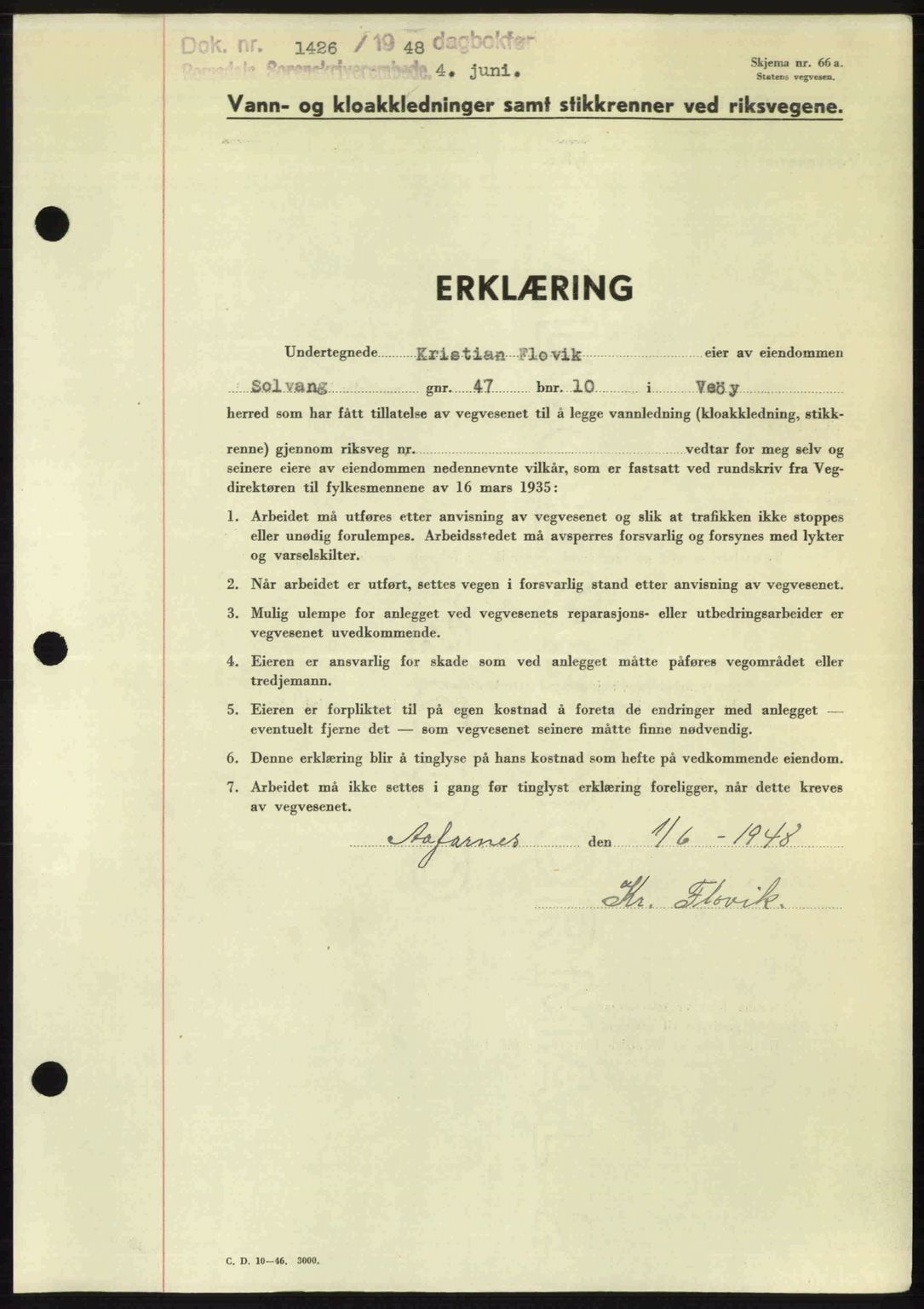 Romsdal sorenskriveri, SAT/A-4149/1/2/2C: Pantebok nr. A26, 1948-1948, Dagboknr: 1426/1948
